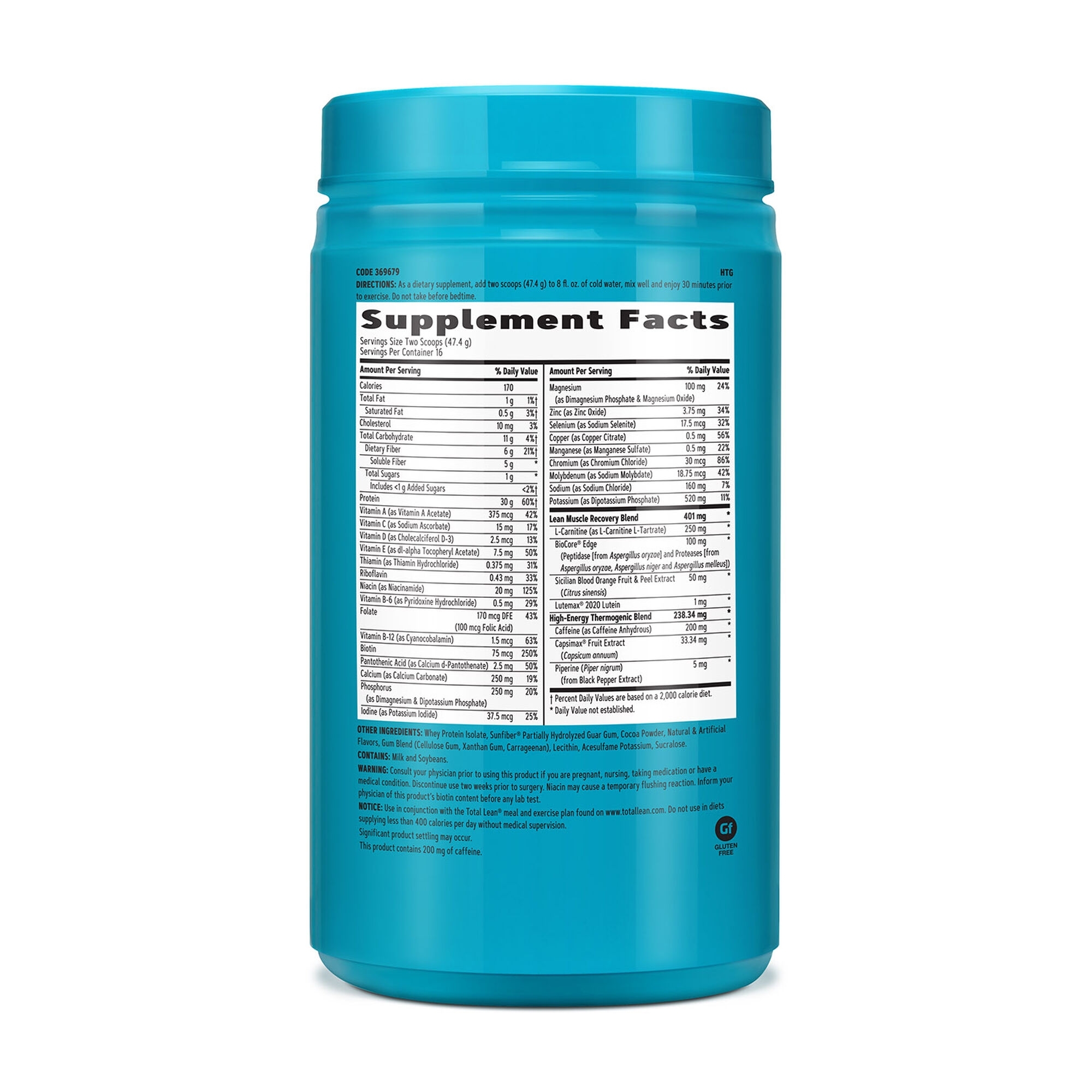 Shake proteic cu aroma de ciocolata Total Lean Energy, 758.4 g, GNC