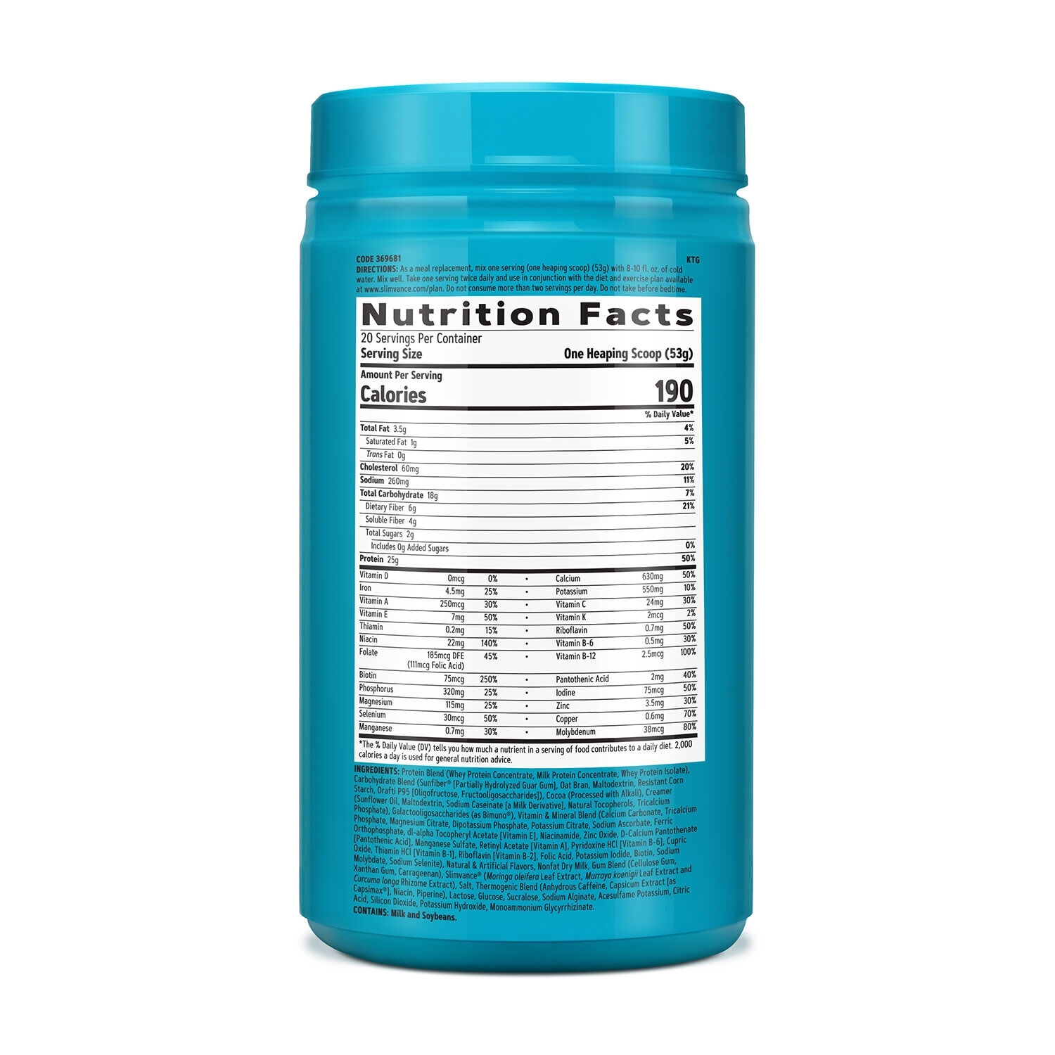 Shake proteic cu Slimvance cu aroma de cafea Total Lean, 1060 g, GNC