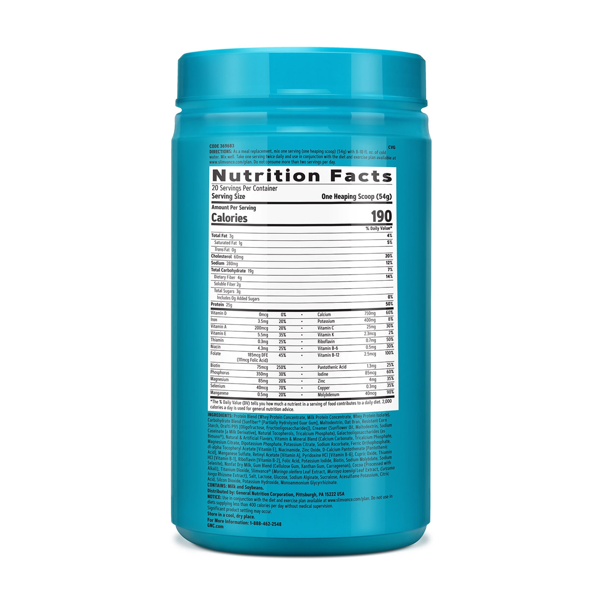 Shake proteic cu Slimvance cu aroma de vanilie si caramel Total Lean, 1080 g, GNC
