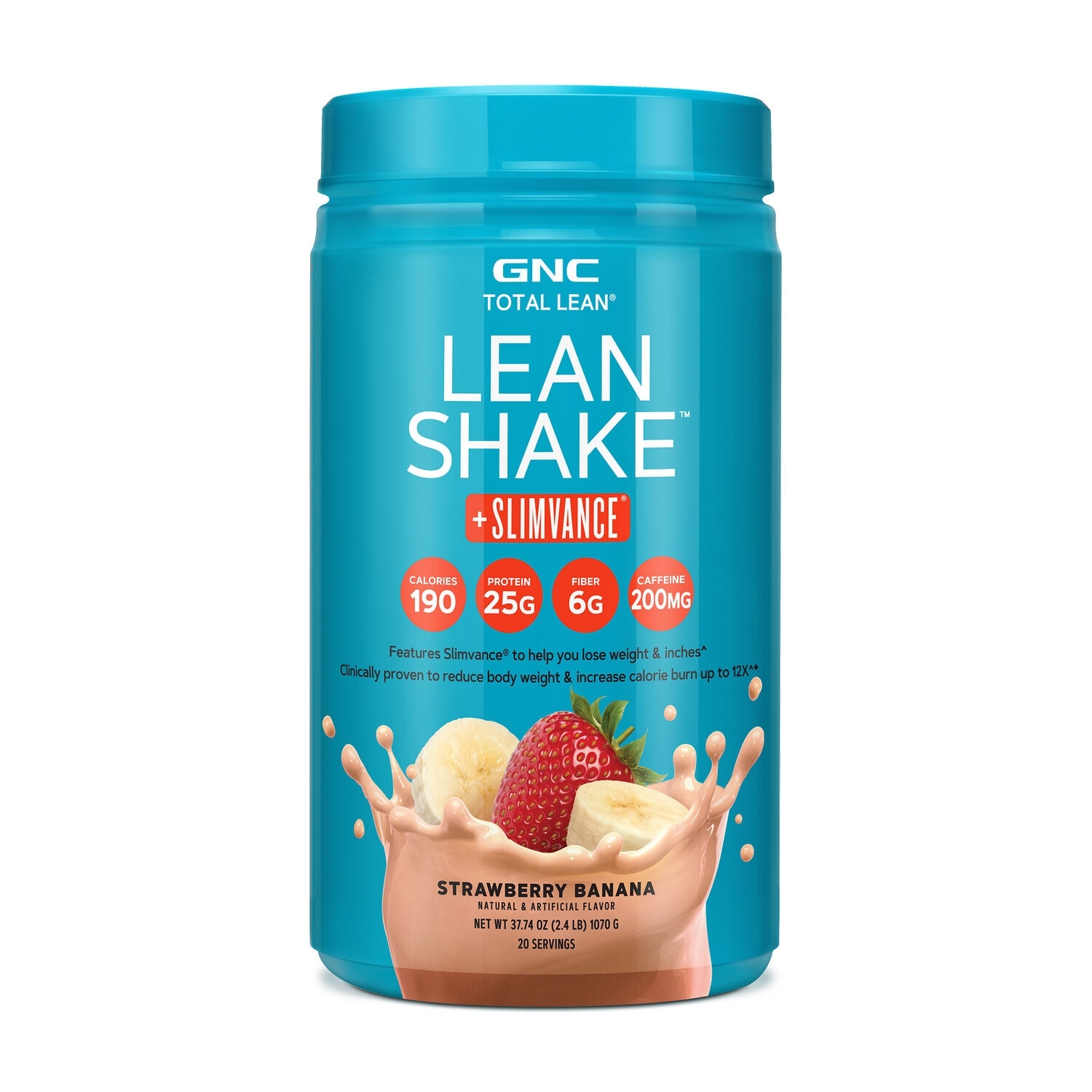 Shake proteic cu Slimvance cu aroma de capsuni si banane Total Lean, 1070 g , GNC
