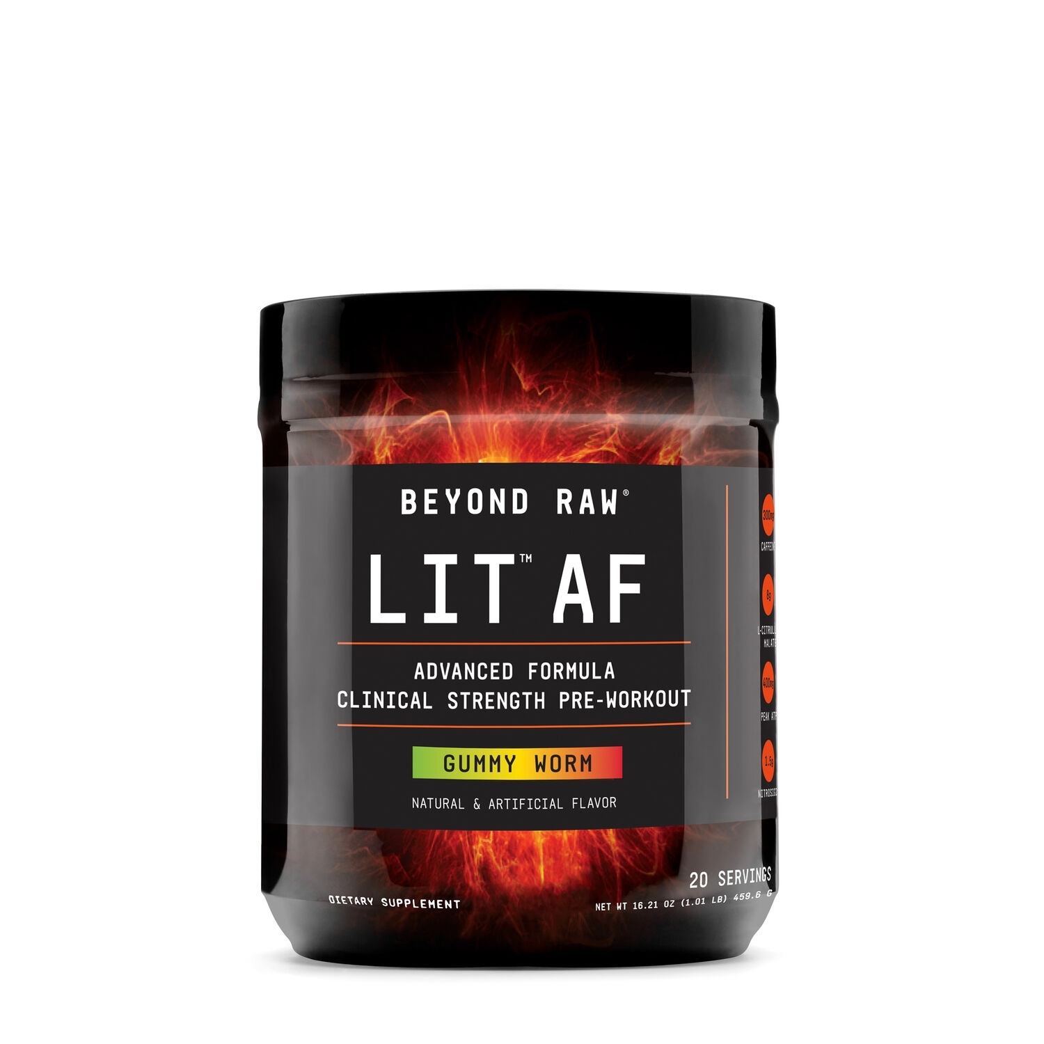 Pre-workout cu aroma de jeleuri LIT AF, 459.6g, Beyond Raw