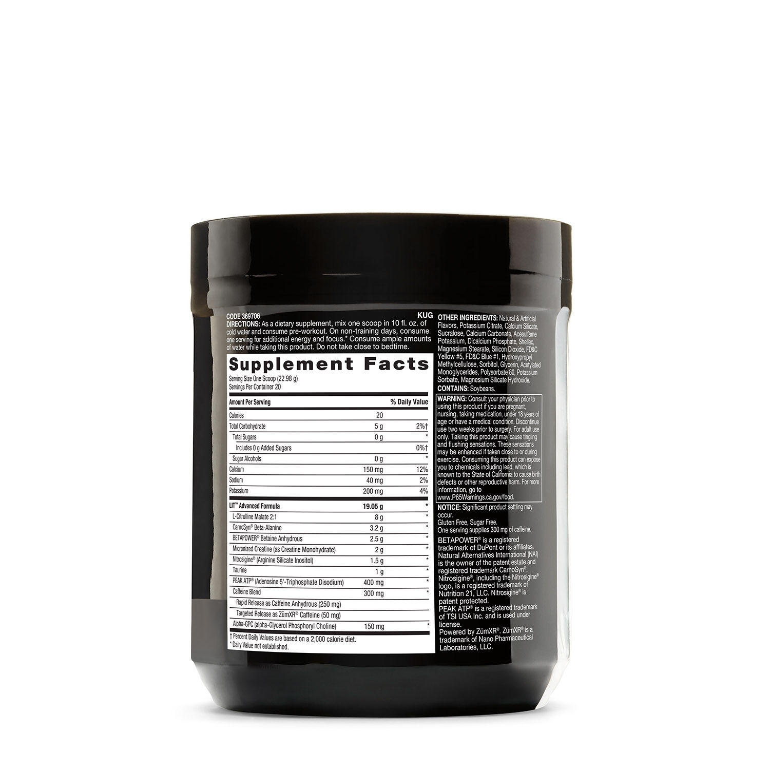Pre-workout cu aroma de jeleuri LIT AF, 459.6g, Beyond Raw