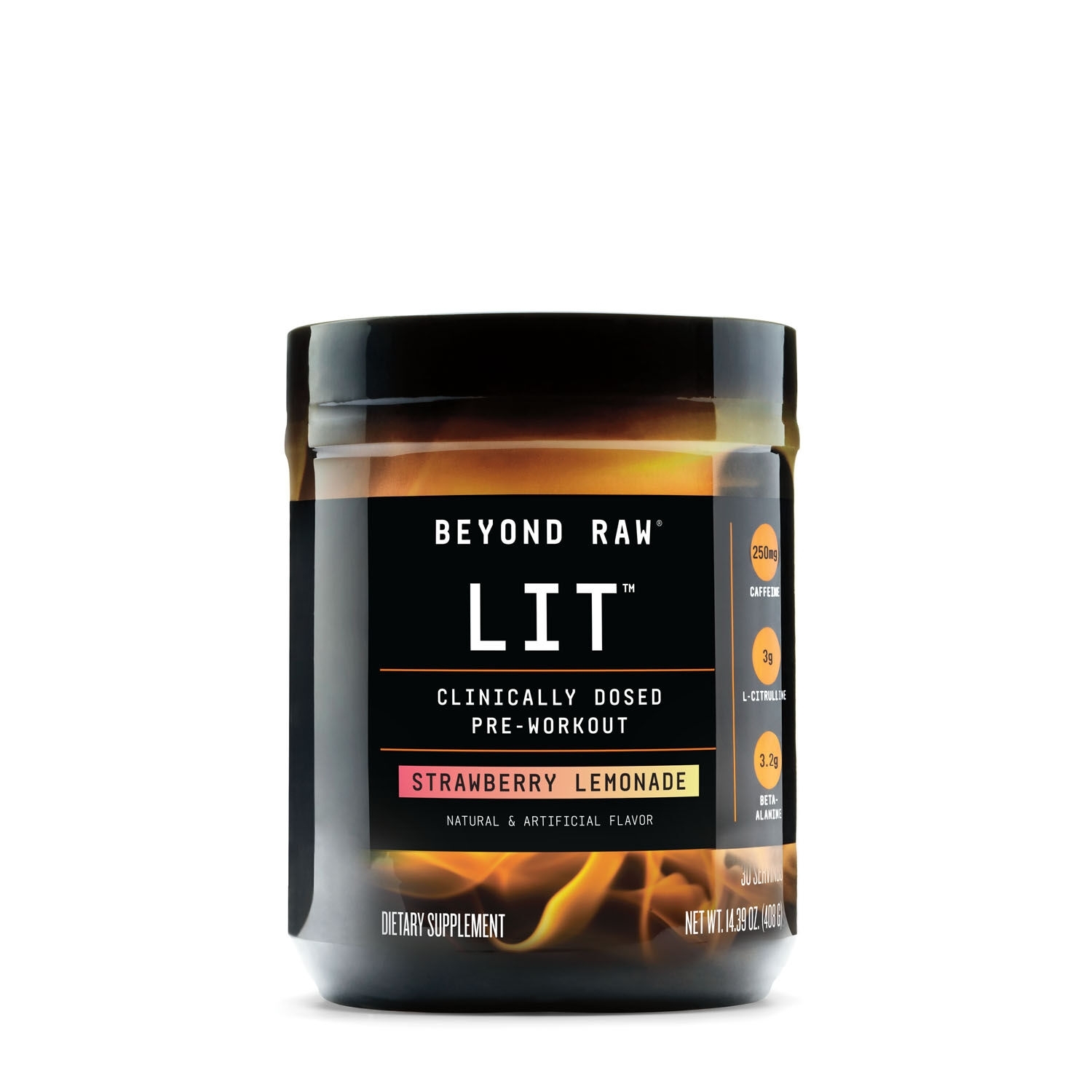 Pre-workout cu aroma de limonada de capsuni LIT, 412.5 g, Beyond Raw