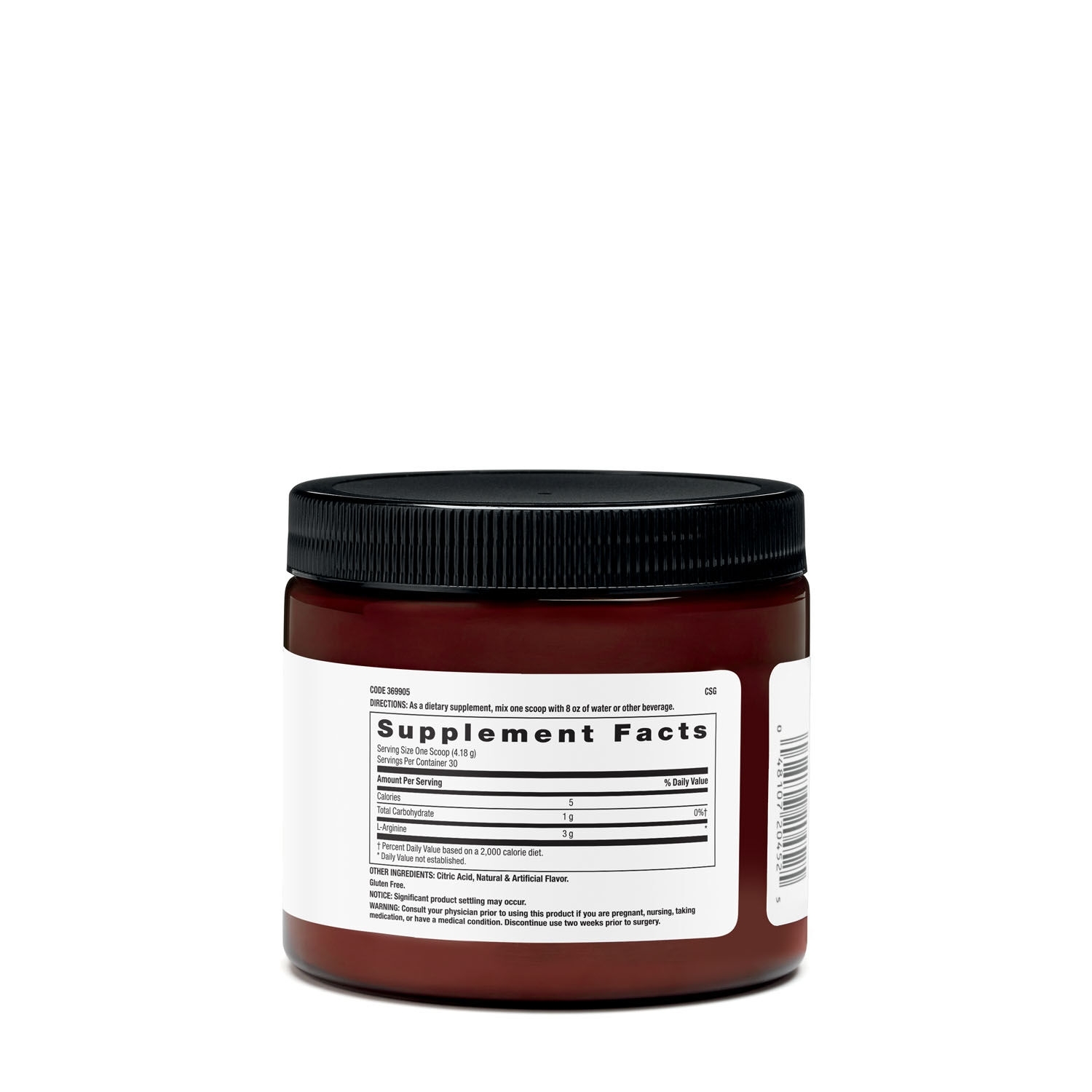 L-arginine Chemistry Labs, 125.4 g, Beyond Raw