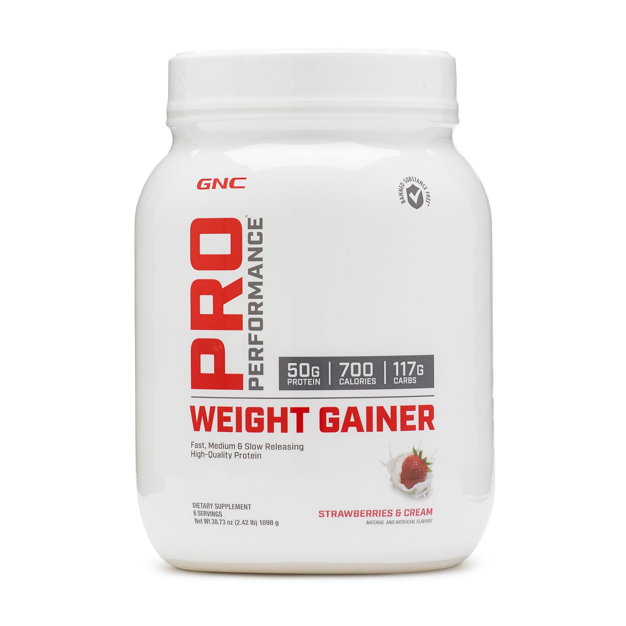 Formula proteica pentru crestere in greutate cu aroma de capsuni Pro Performance, 1098 g, GNC