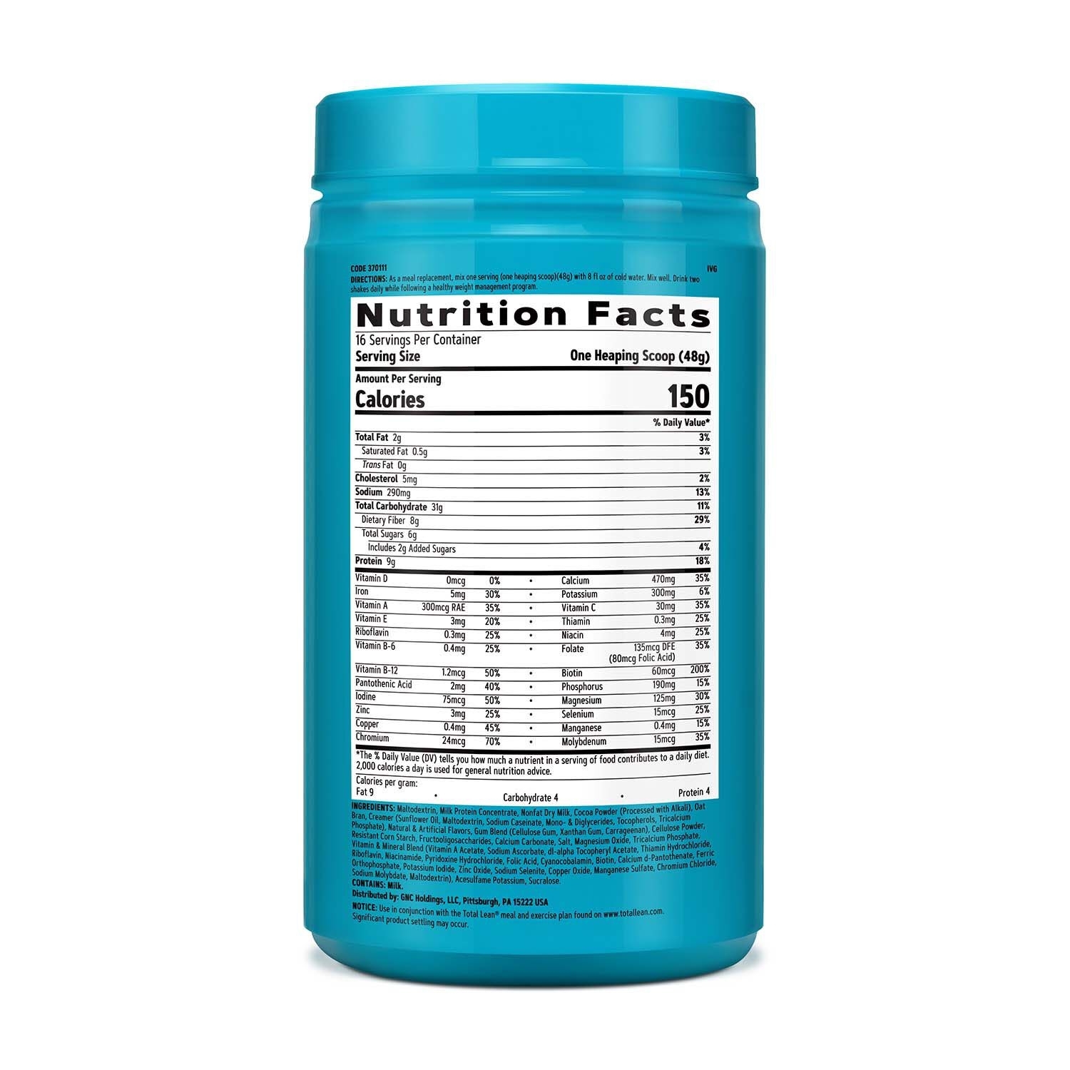 Shake proteic cu aroma de ciocolata elvetiana Total Lean Classic , 768 g, GNC