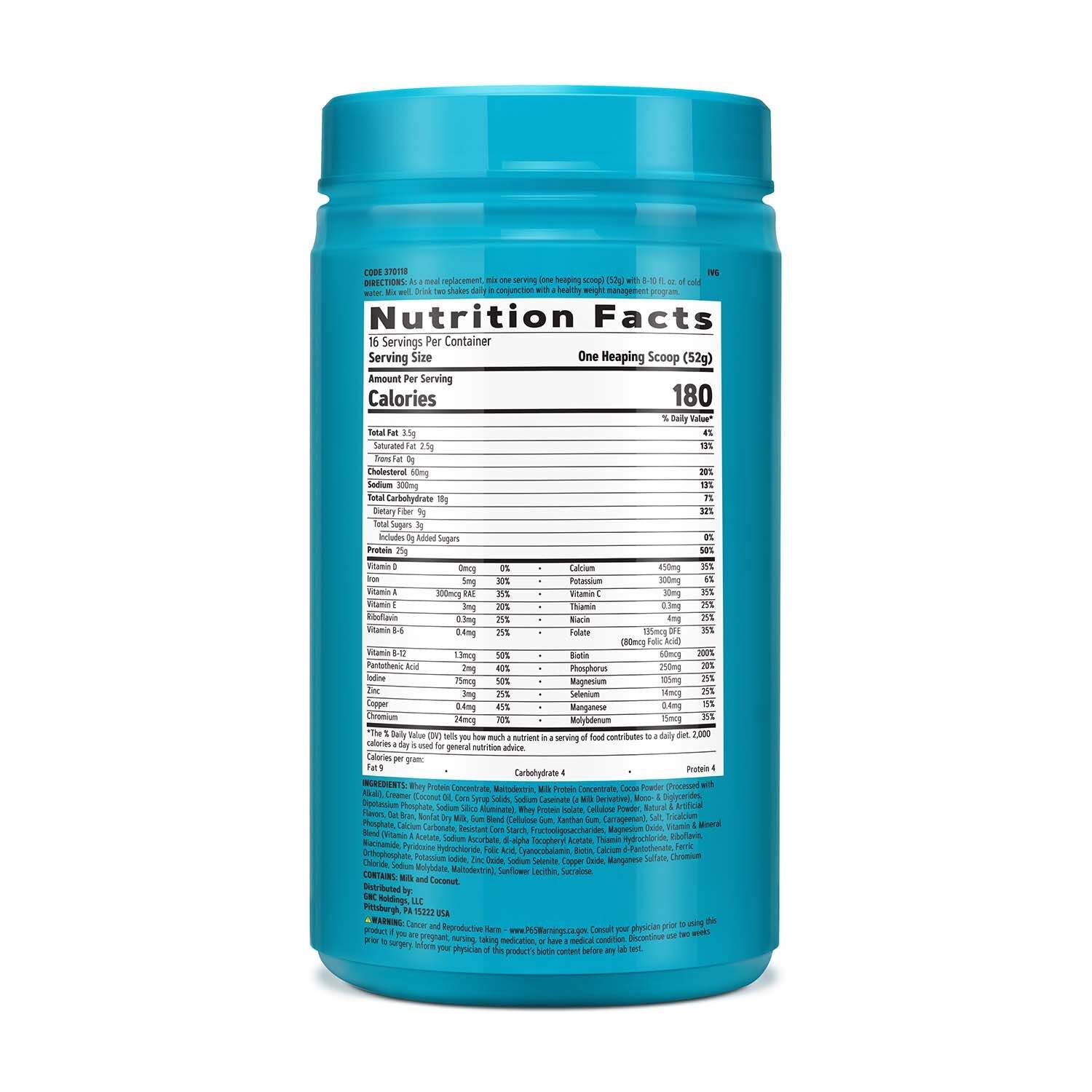 Shake proteic cu aroma de ciocolata si unt de arahide Total Lean, 832 g, GNC