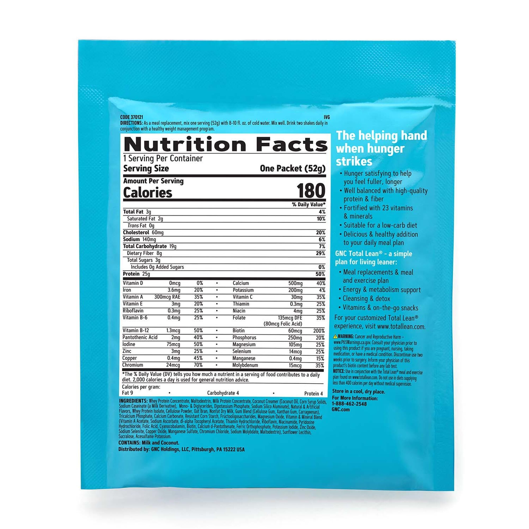 Shake proteic cu aroma de vanilie Total Lean, 52 g, GNC