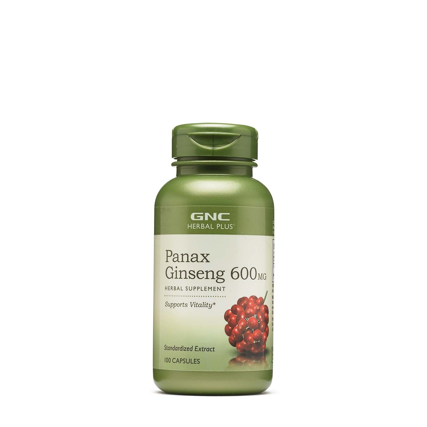 Extract standardizat de ginseng 600 mg Herbal Plus, 100 capsule, GNC