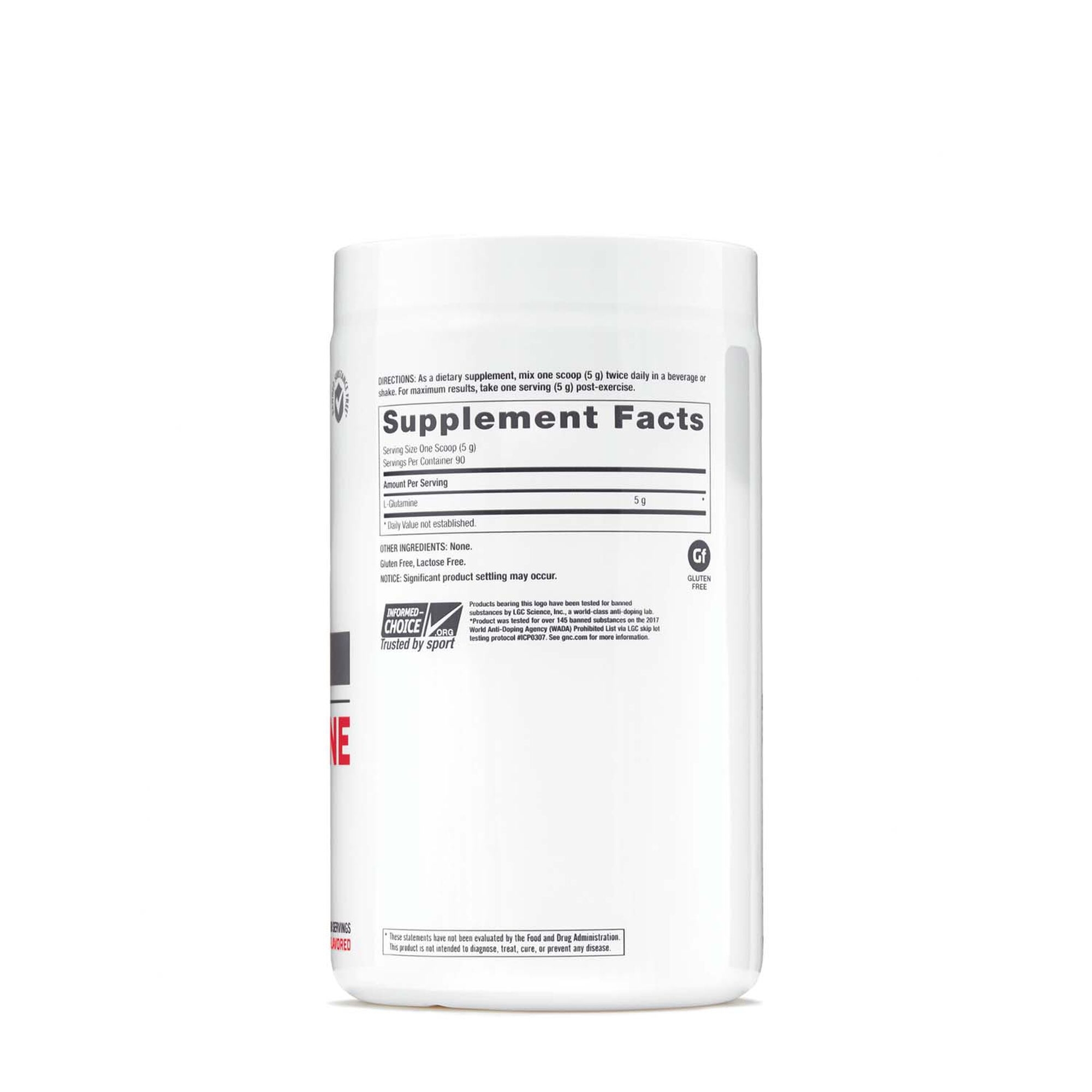 L-glutamina micronizata pudra fara aroma 5000 mg Pro Performance, 454 g, GNC