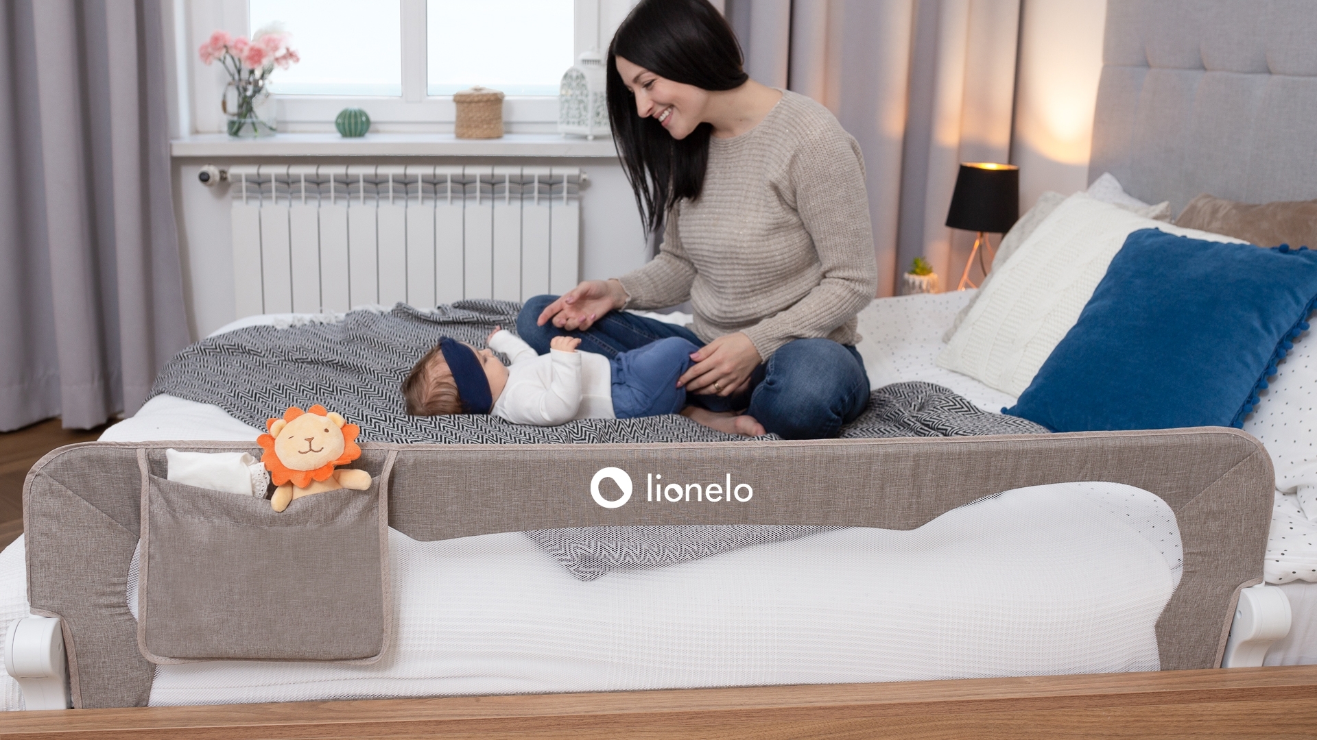 Lionelo - Bariera de pat Eva, Grey Melange