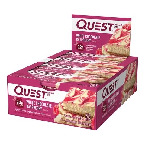 Baton proteic cu aroma de ciocolata alba si zmeura, 60g, Quest