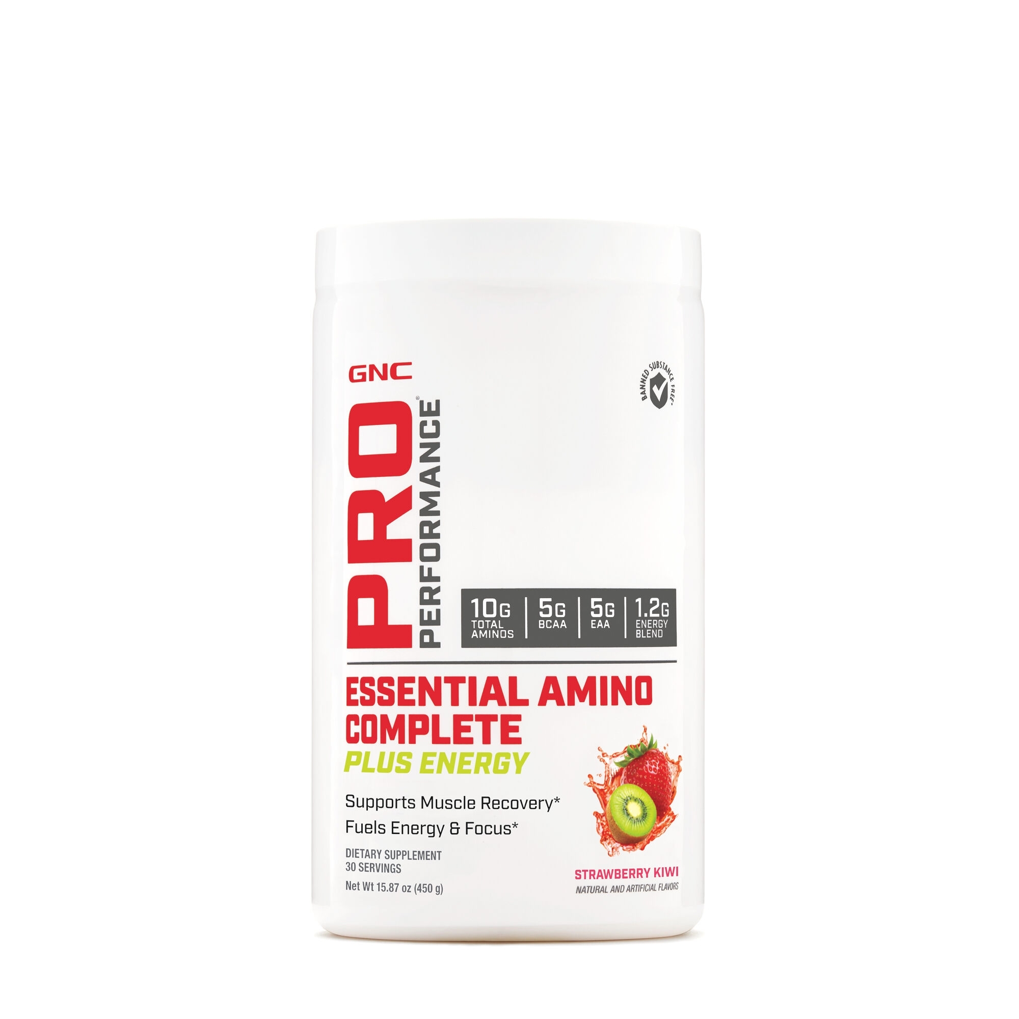 Aminoacizi plus energie cu aroma de capsuni si kiwi Pro Performance, 450 g, GNC