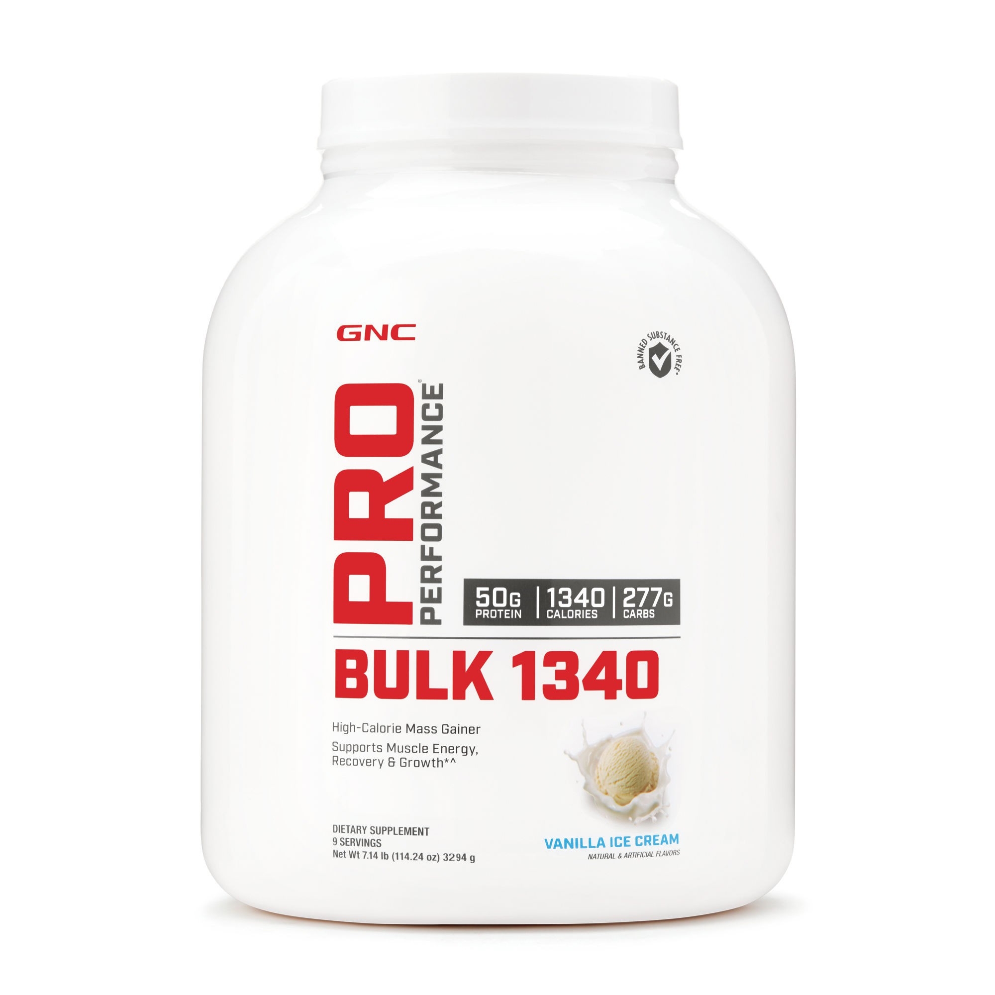 Gainer cu proteina si carbohidrati cu aroma vanilie Pro Performance, 3294 g, GNC