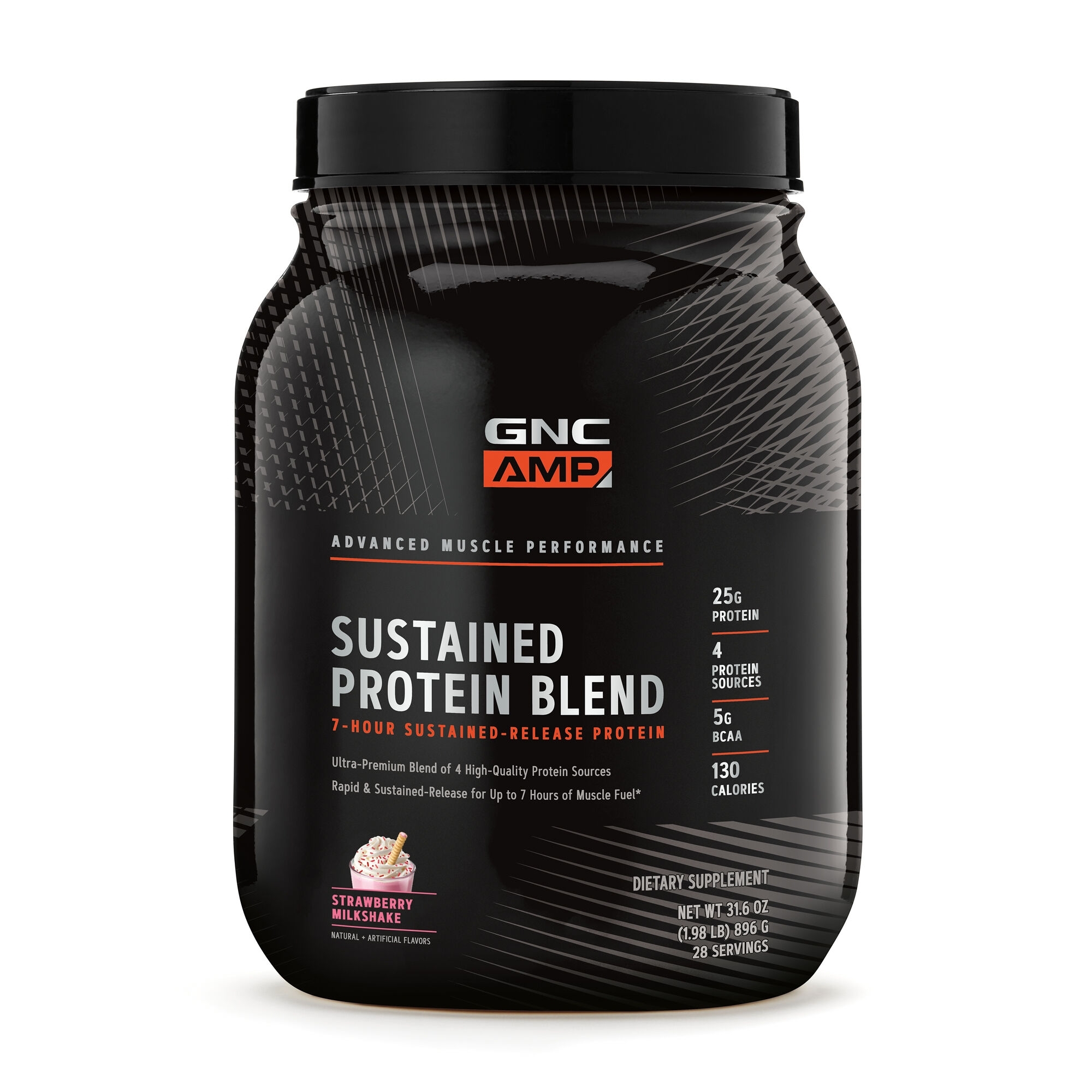 Amestec proteic cu aroma de milkshake de capsuni AMP, 896 g, GNC