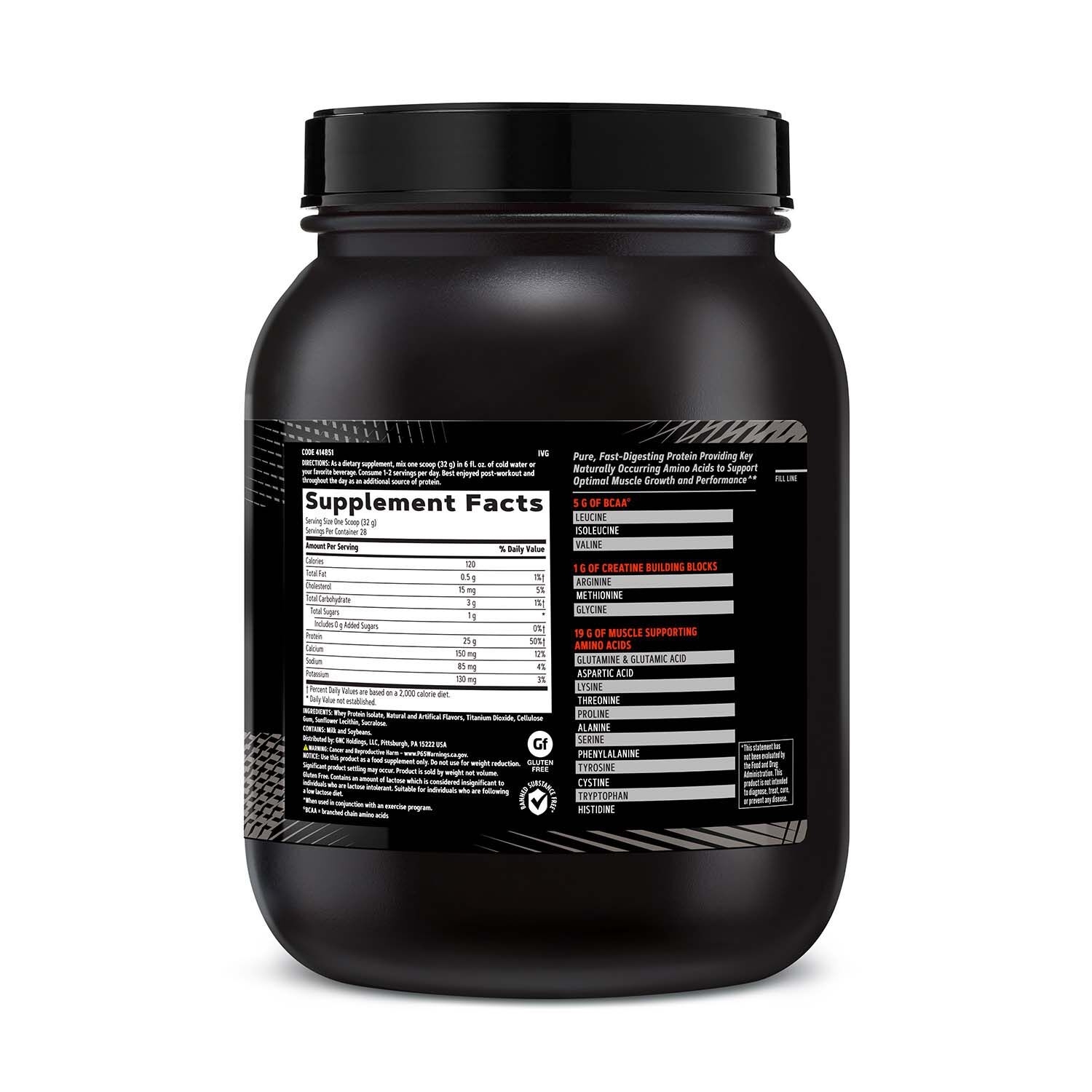 Proteina izolata din zer cu aroma de vanilie AMP Pure Isolate, 896 g, GNC