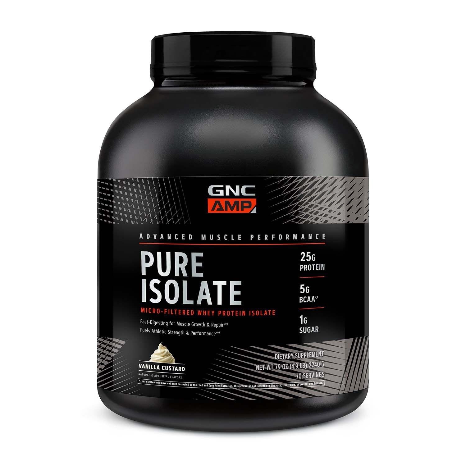 Proteina izolata din zer cu aroma de vanilie AMP Pure Isolate, 2240 g, GNC