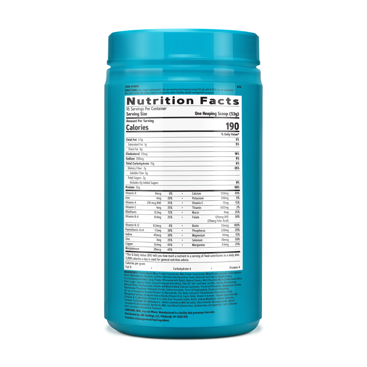 Shake proteic cu aroma de ciocolata si menta Total Lean Lean Shake 25, 848 g, GNC