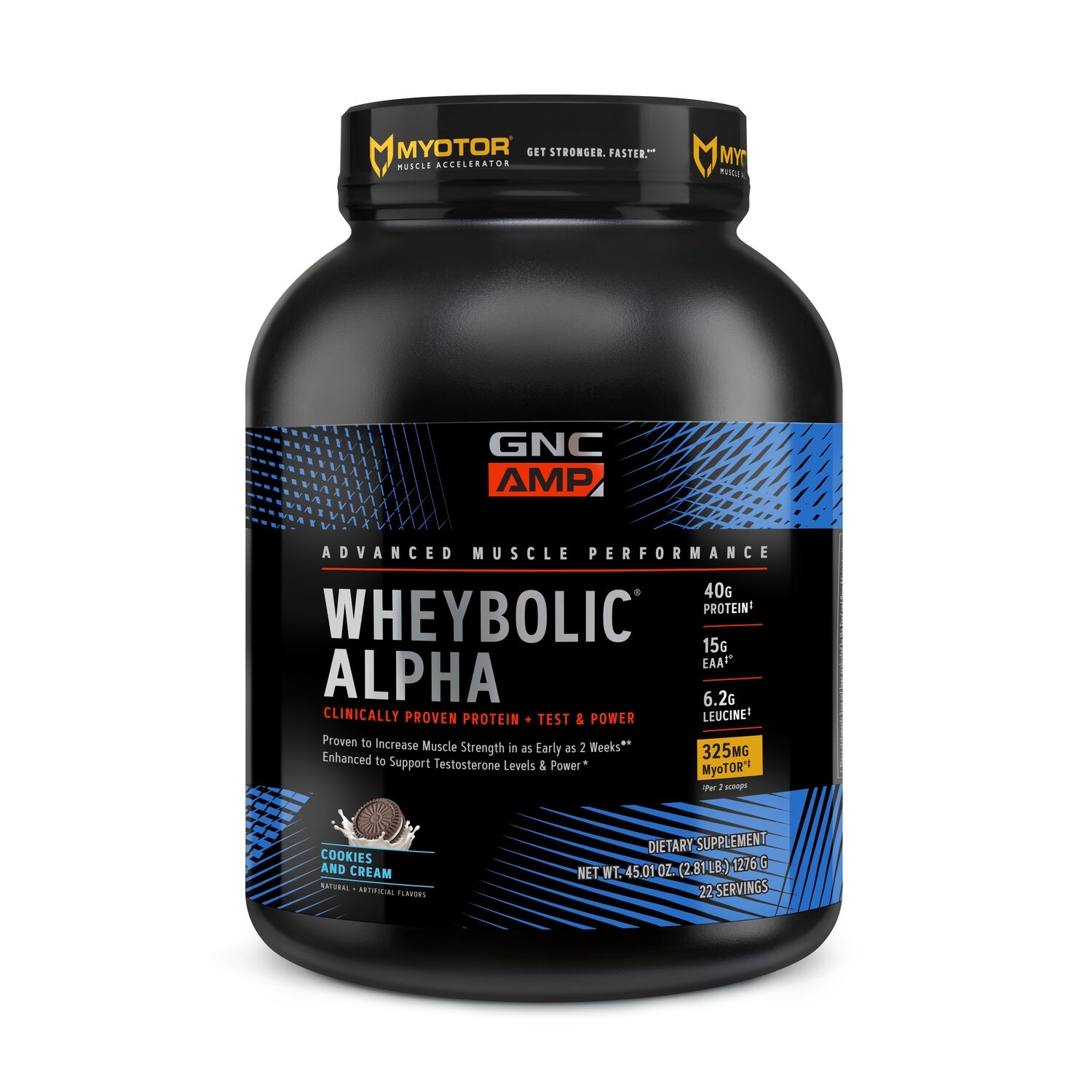 Proteina din zer cu aroma de biscuiti cu crema AMP Wheybolic Alpha MyoTor, 1276 g, GNC