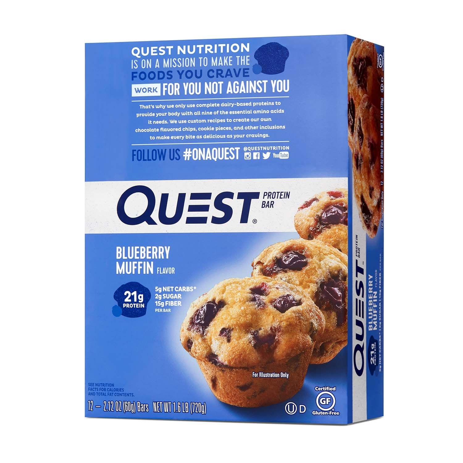 Baton proteic cu aroma de briose cu afine, 60g, Quest
