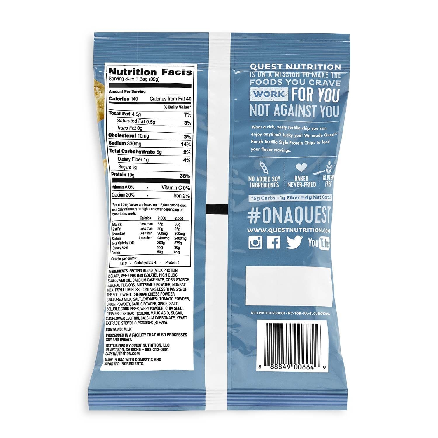 Chipsuri proteice cu aroma de ranch, 32 g, Quest