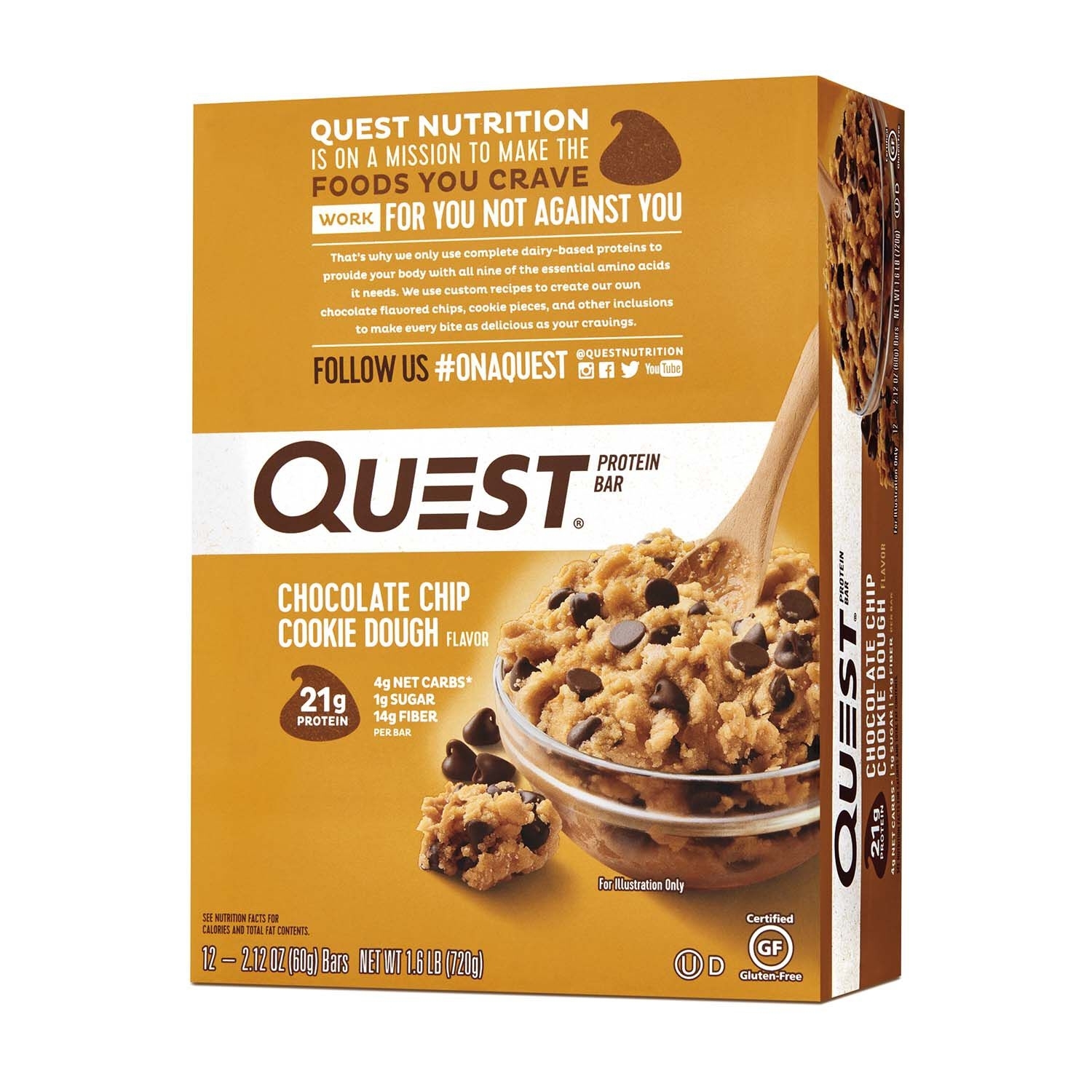 Baton proteic cu aroma de fulgi de ciocolata, 60g, Quest