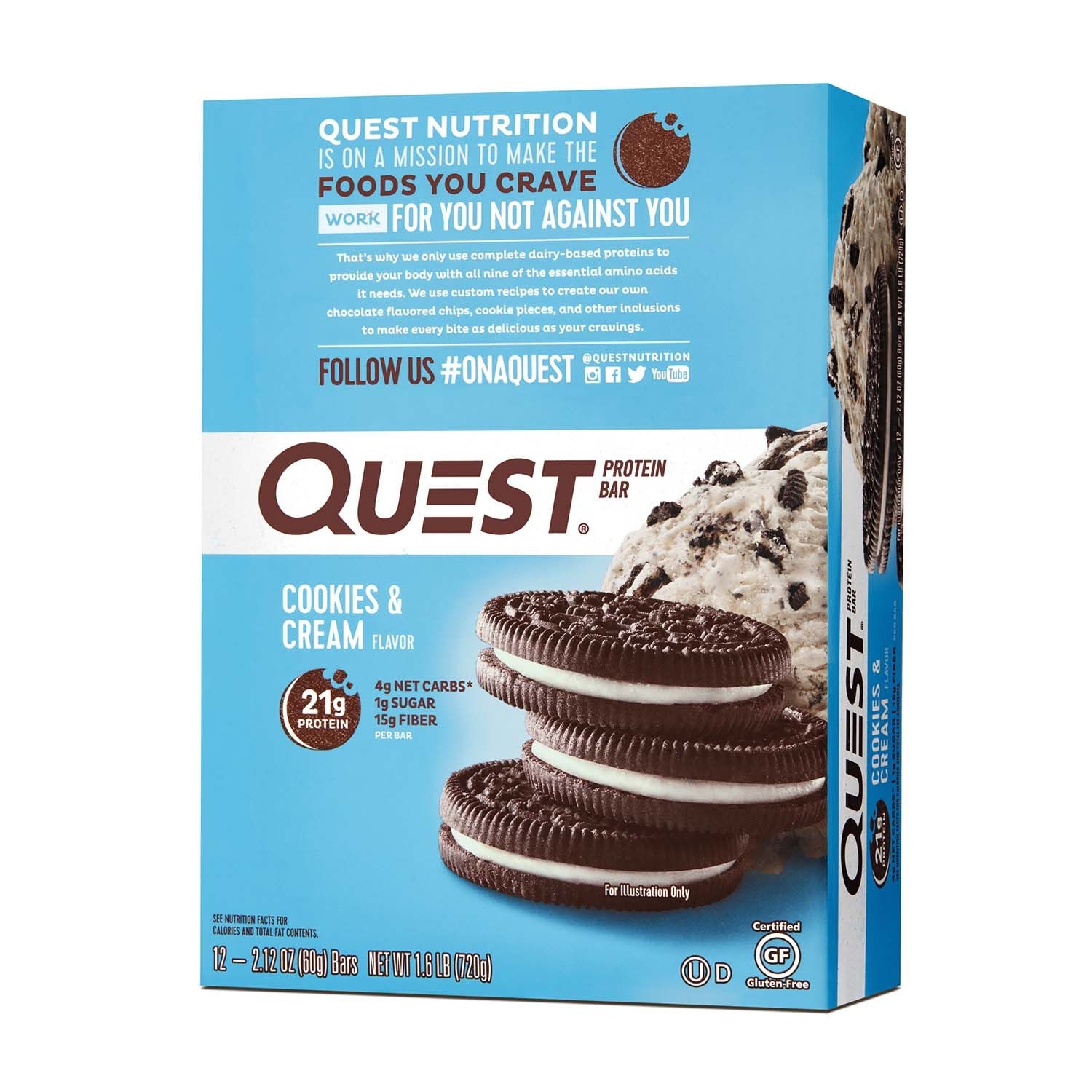Baton proteic cu aroma de biscuiti si frisca, 60g, Quest