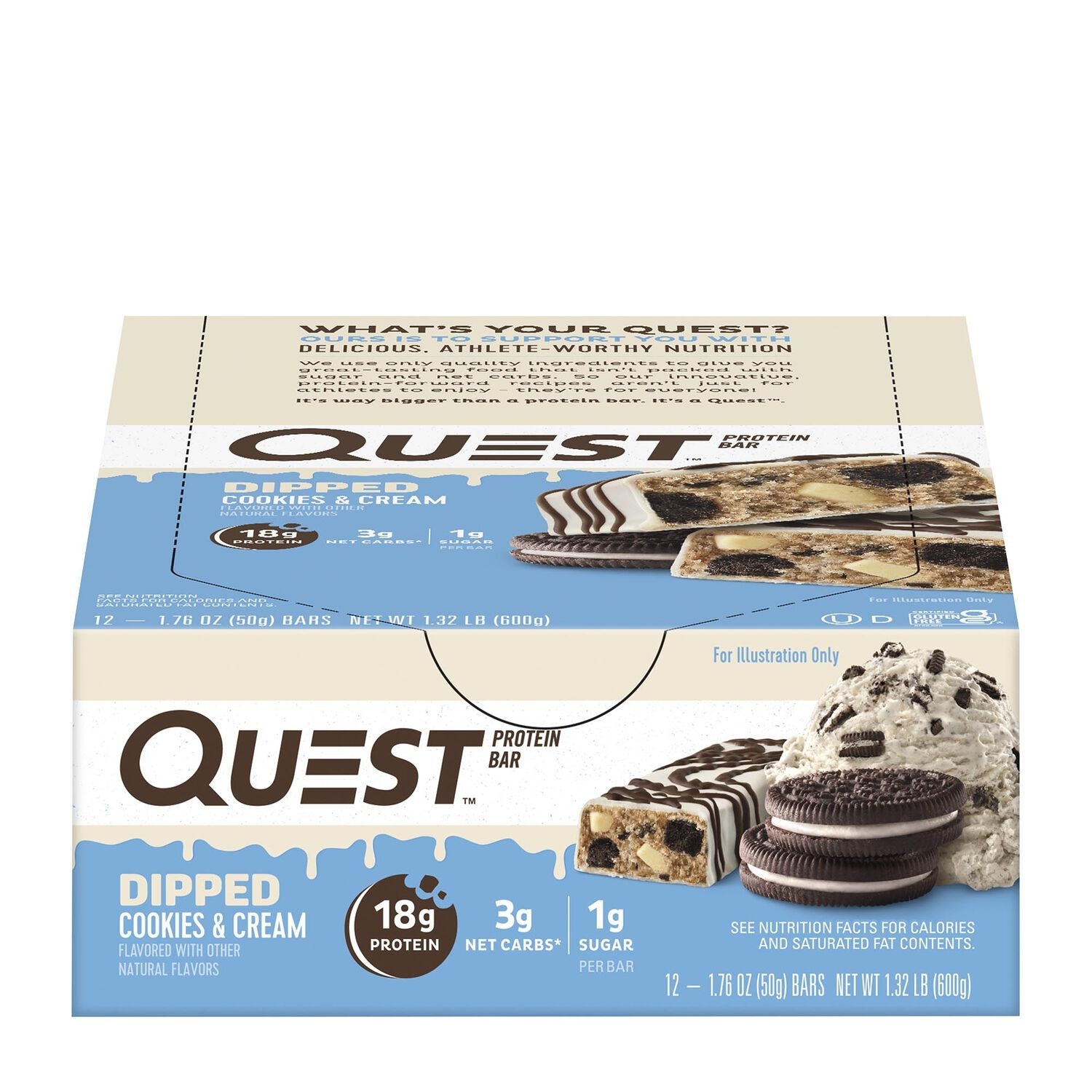 Baton proteic cu aroma de biscuiti cu crema, 50 g, Quest