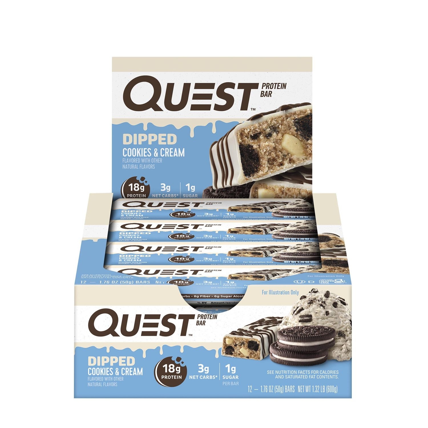 Baton proteic cu aroma de biscuiti cu crema, 50 g, Quest