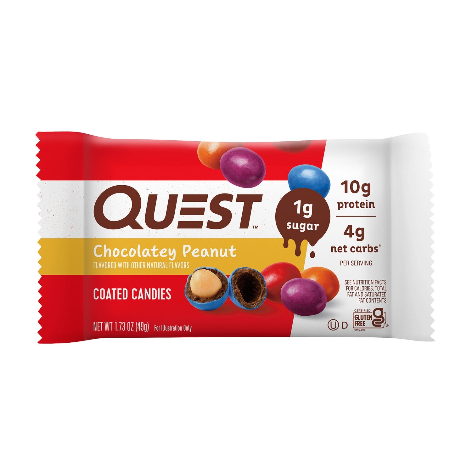 Bomboane proteice cu aroma de ciocolata si alune, 49 g, Quest