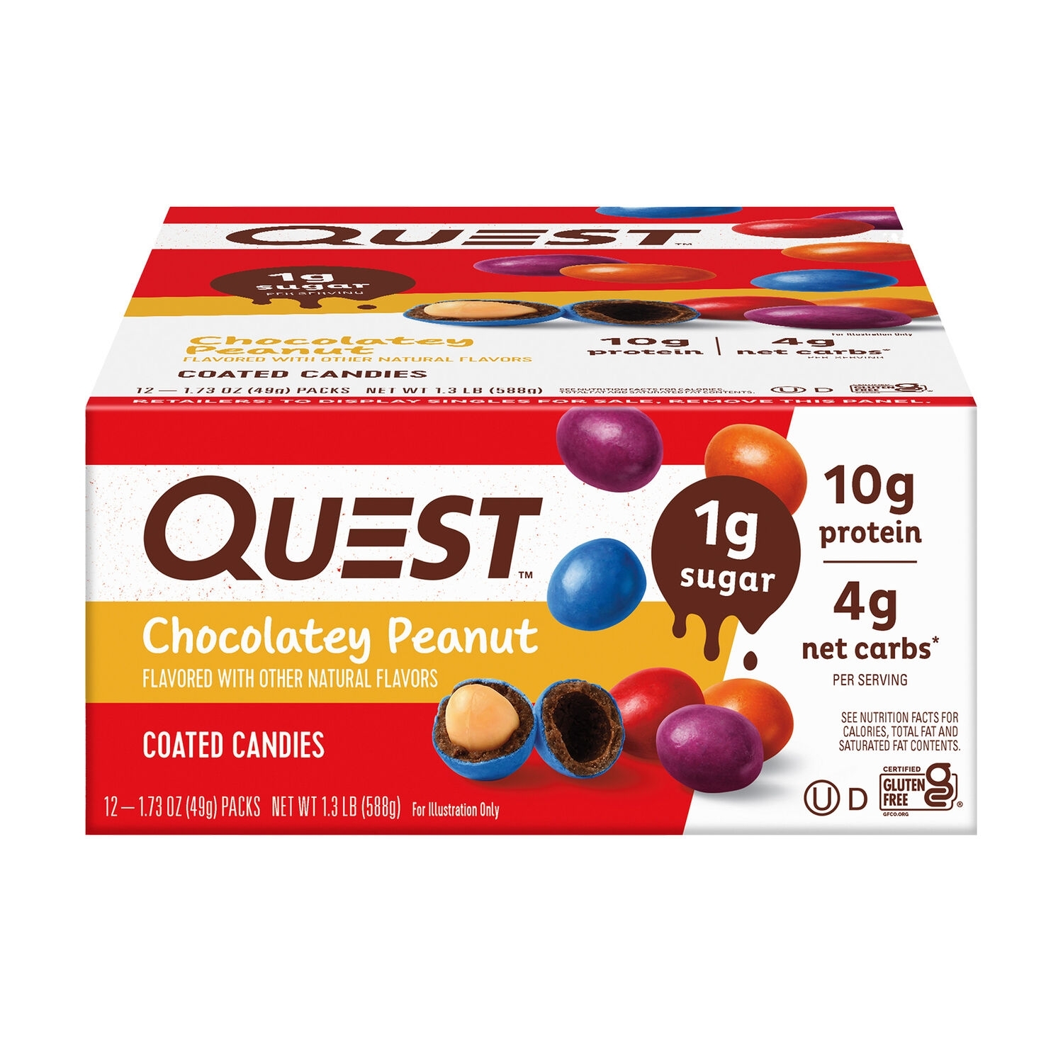 Bomboane proteice cu aroma de ciocolata si alune, 49 g, Quest