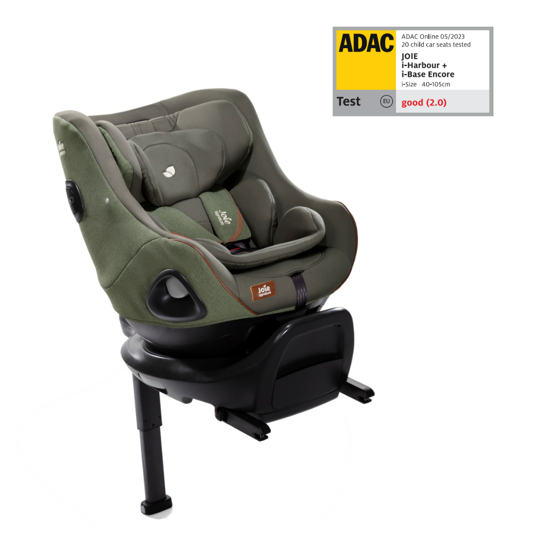 Set scaun auto rotativ i-Size Joie i-Harbour Signature Pine, 40-105 cm + Baza i-Size i-Base Encore, testat ADAC si certificat R129, Joie