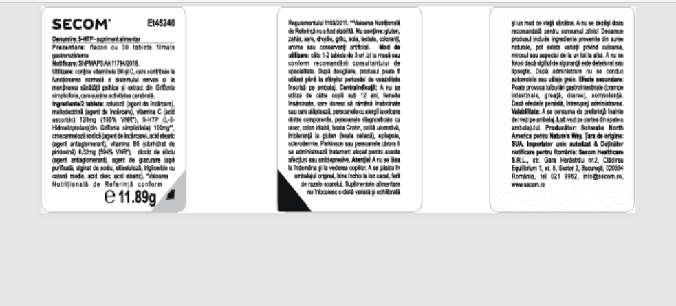 5-HTP Nature's Way, 30 tablete, Secom