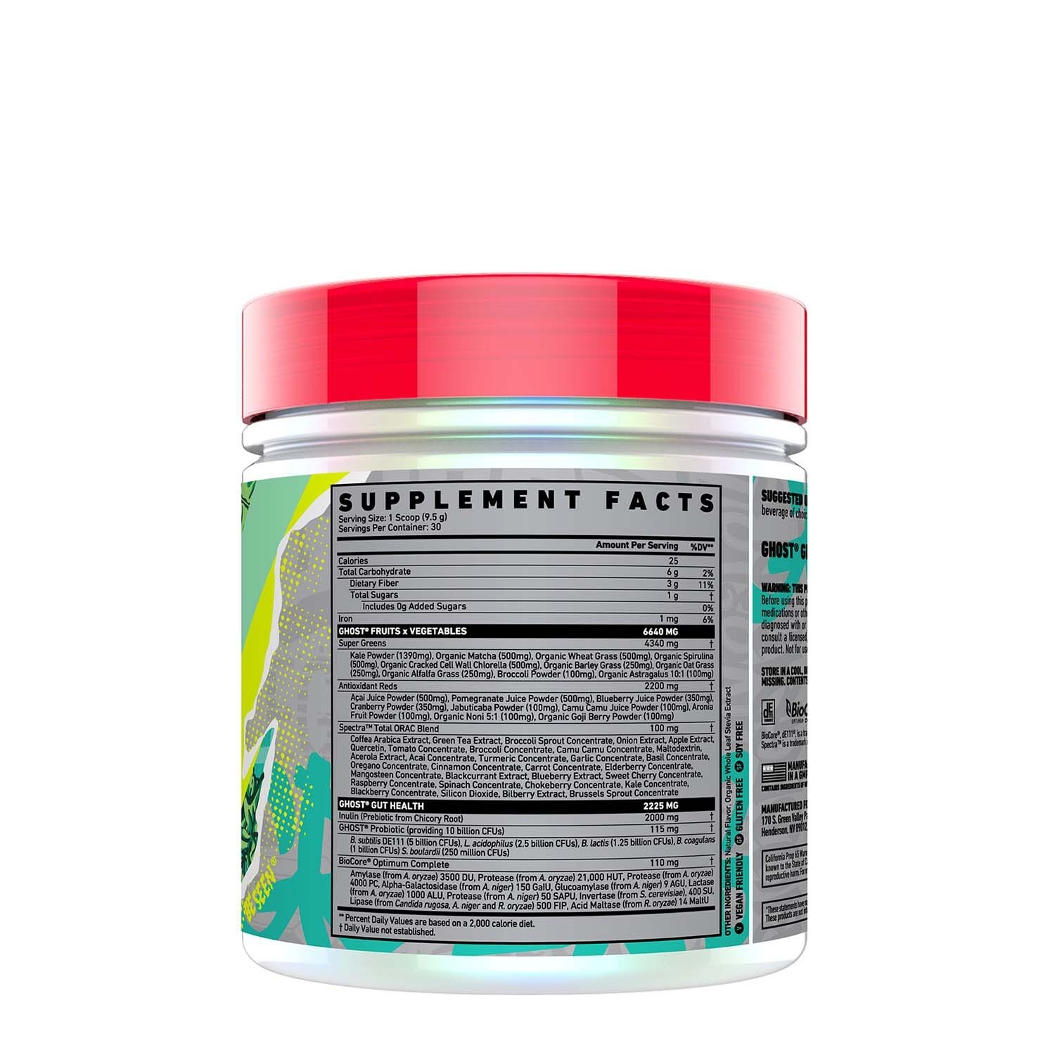 Amestec de super-alimente verzi cu aroma naturala Greens, 285 g, Ghost