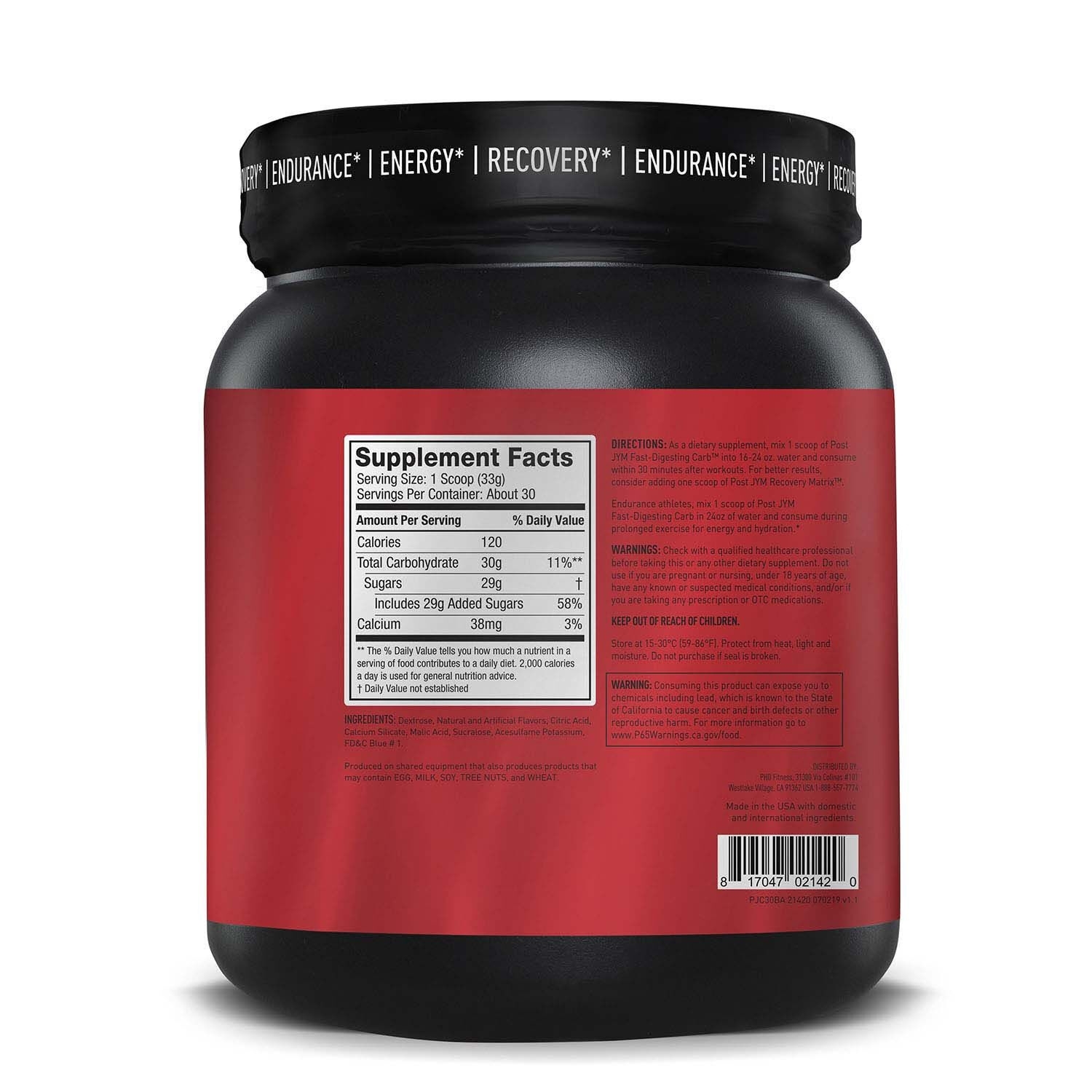 Carbohidrati cu digestie rapida, dextroza Post Jym, 990 g, JYM