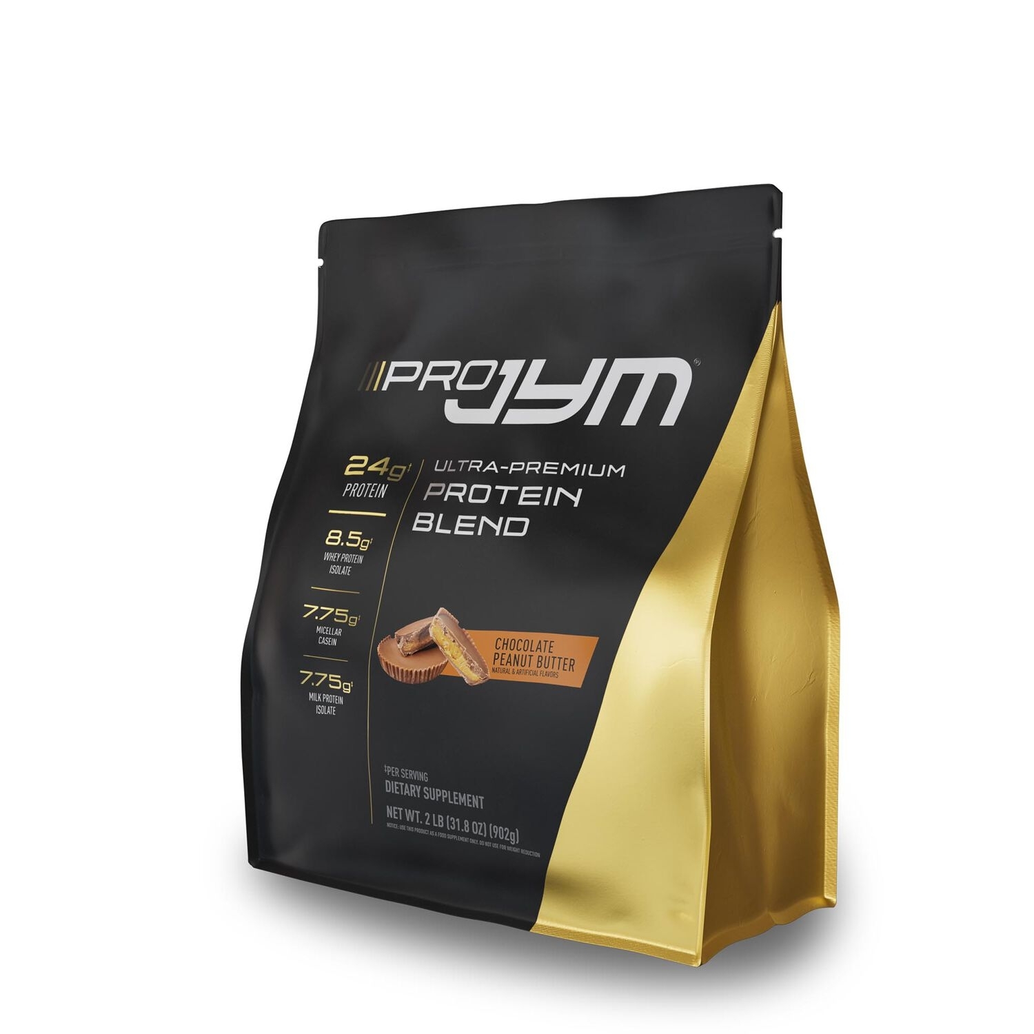 Mix de proteina premium cu aroma de ciocolata si unt de arahide Pro Jym, 902 g, JYM