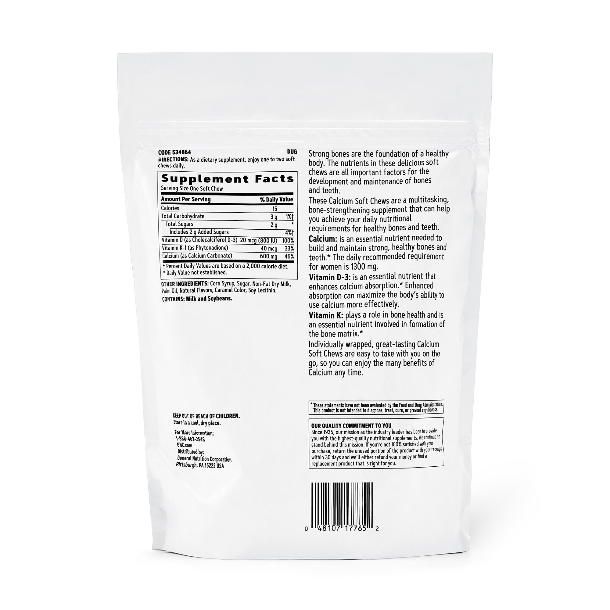 Calcium caramele cu aroma naturala de caramel, 60 caramele, GNC
