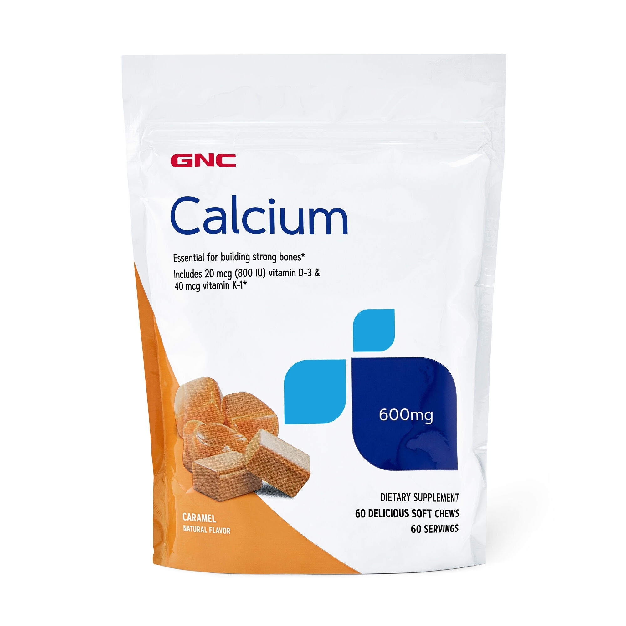 Calcium caramele cu aroma naturala de caramel, 60 caramele, GNC