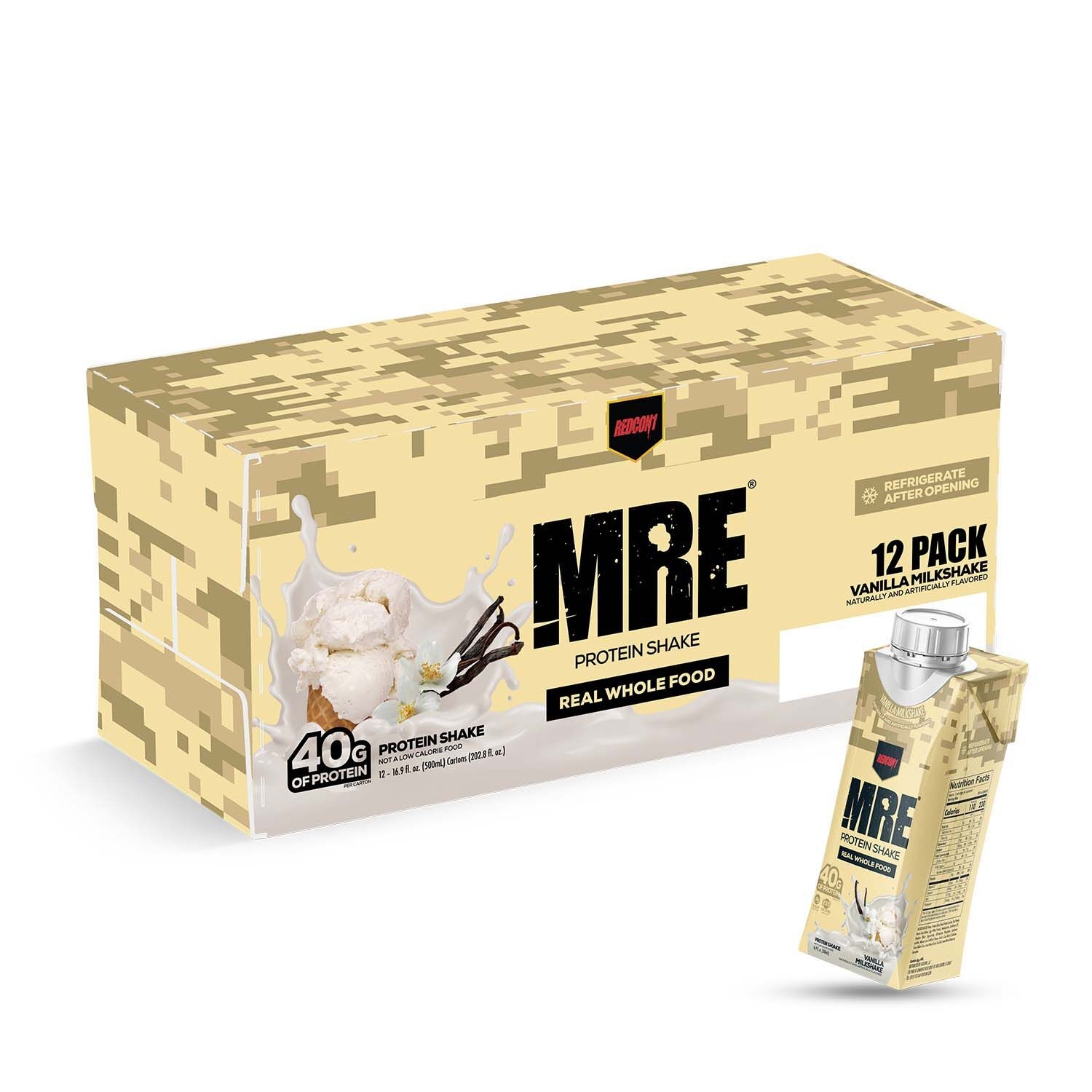 Shake proteic din alimente intregi cu aroma de vanilie, 500 ml, REDCON1
