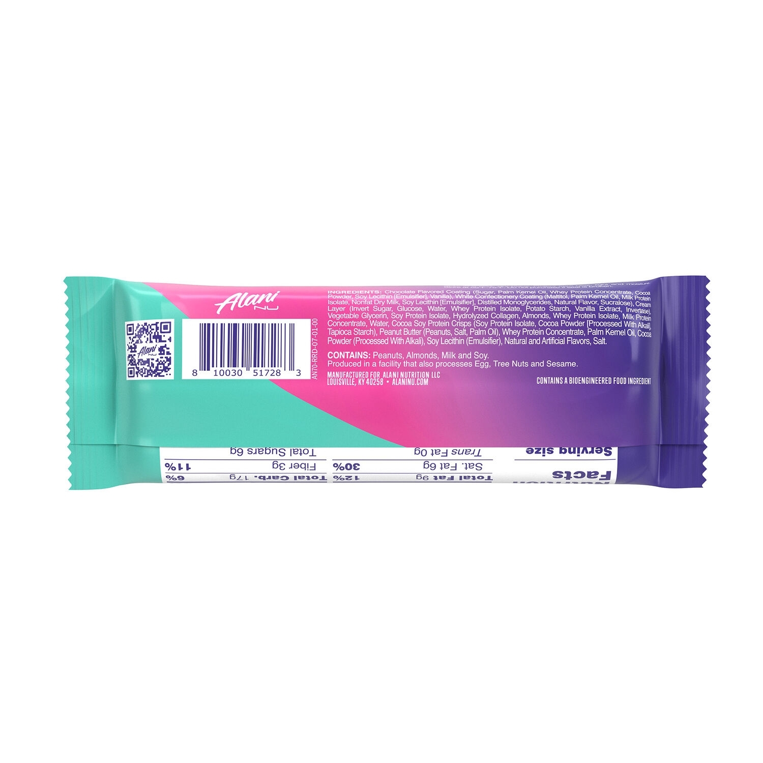Baton proteic cu aroma de caramel crocant FIt Snacks, 48 g, Alani Nu