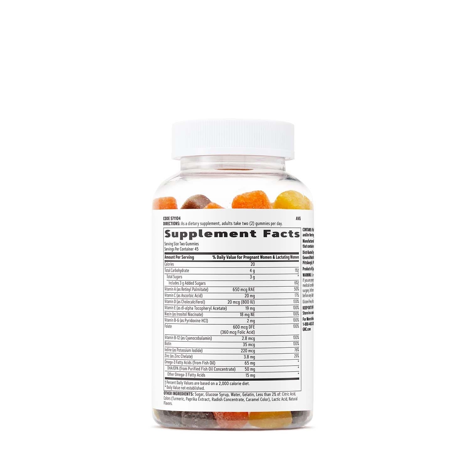 Jeleuri cu multivitamine prenatale aroma naturala de limonada cu zmeura Women`s, 90 jeleuri, GNC