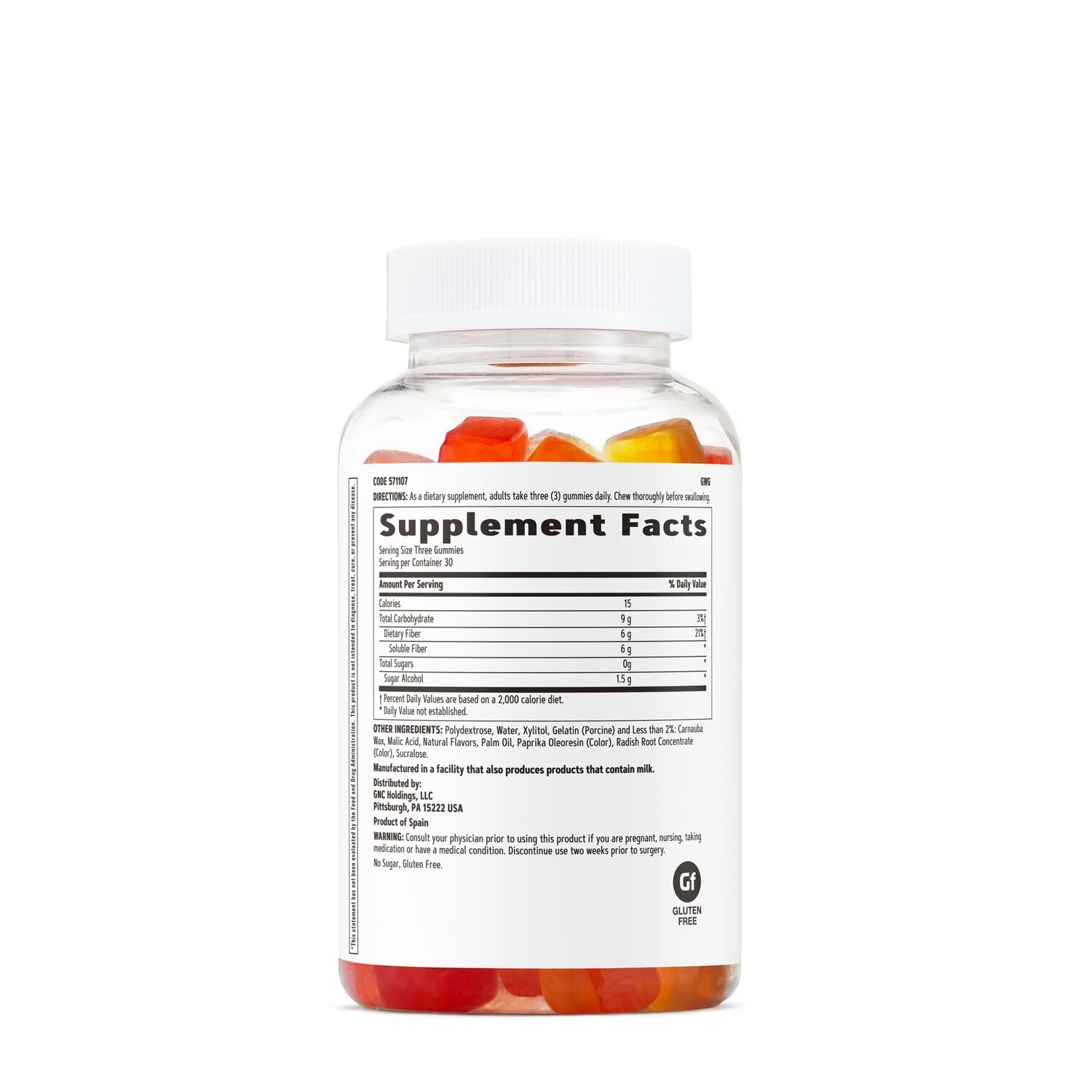 Jeleuri cu fibre cu aroma de fructe asortate, 90 jeleuri, GNC