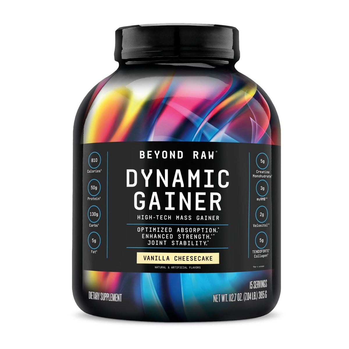 Gainer proteic cu aroma de cheesecake de vanilie Beyond Raw Dynamic Gainer, 3195 g, GNC