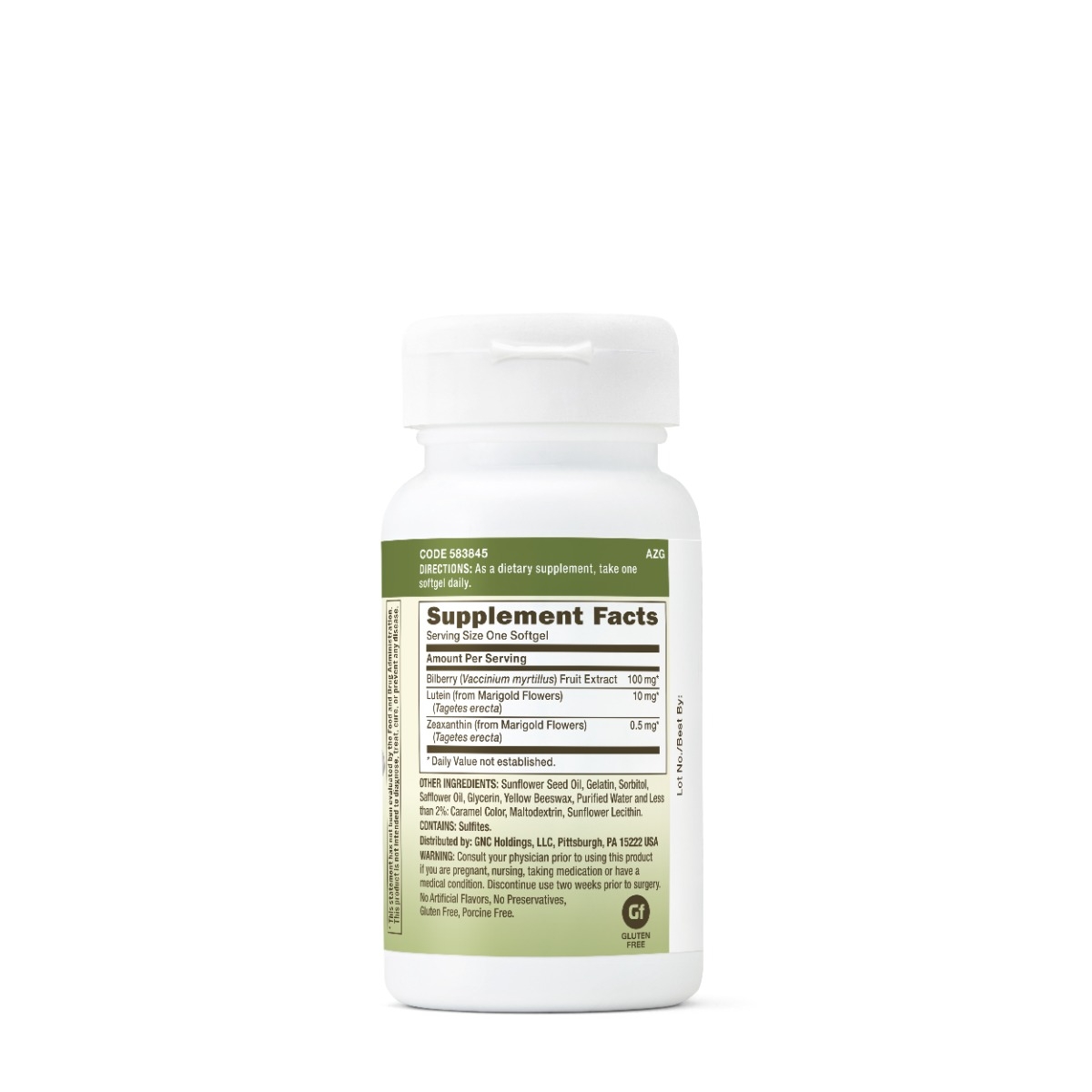 Extract de afine si luteina Herbal Plus, 30 capsule, GNC