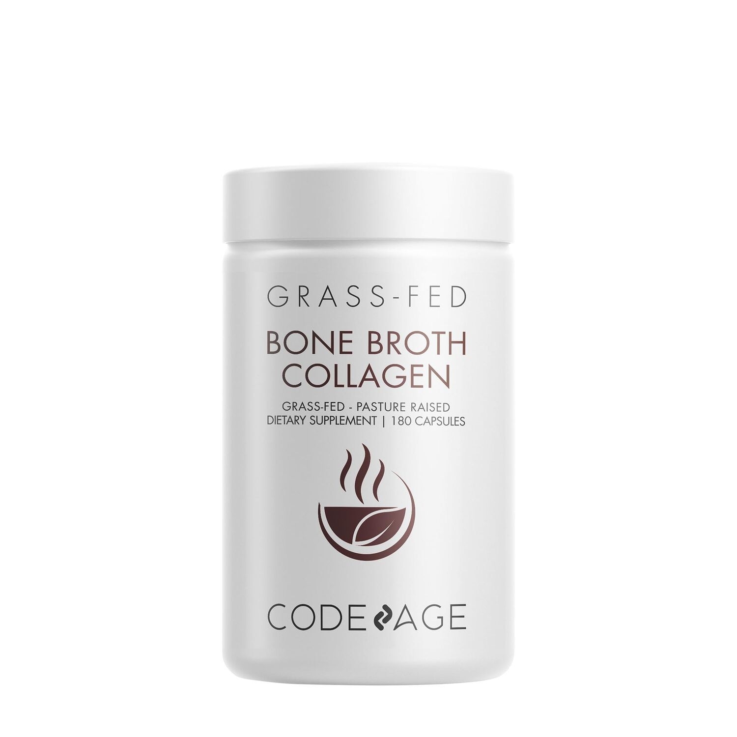 Peptide din colagen de Tipul I, II & III din fiertura de oase cu turmeric si ashwagandha, 180 capsule, Code Age