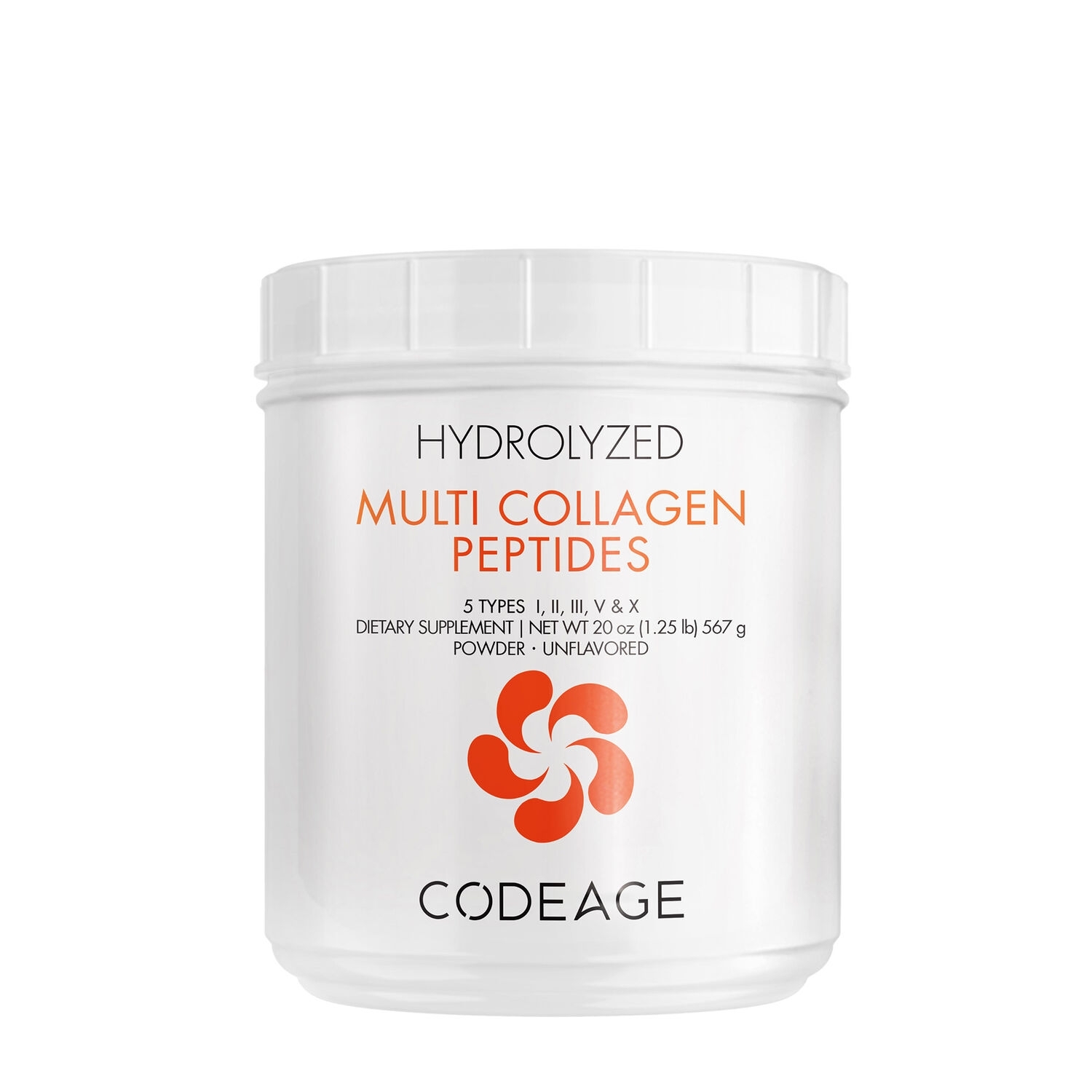 Colagen hidrolizat din 5 surse sub forma de peptide, fara aroma, 567 g, Code Age