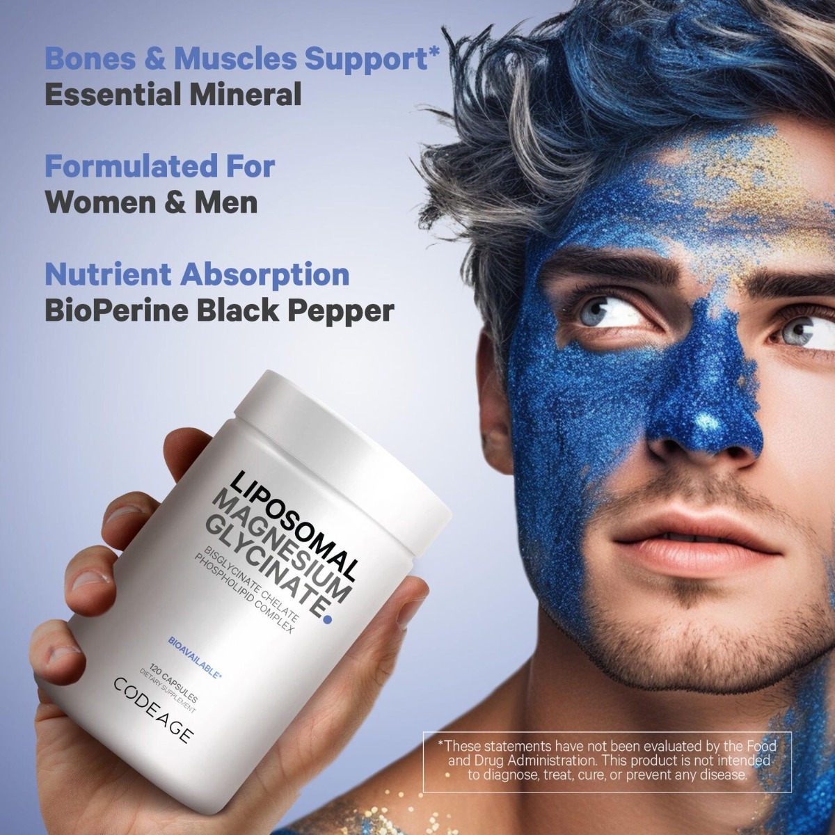 Magneziu bisglicinat lipozomal cu bioperine CodeAge, 120 capsule, GNC