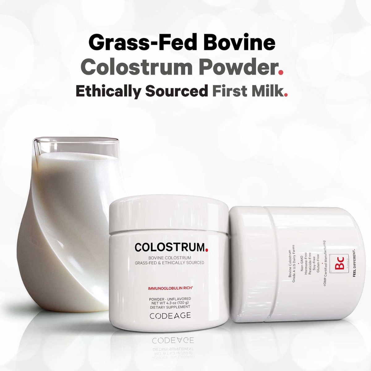 Colostru bovin cu imunoglobuline pentru imunitate si digestie fara aroma CodeAge, 120 g, GNC