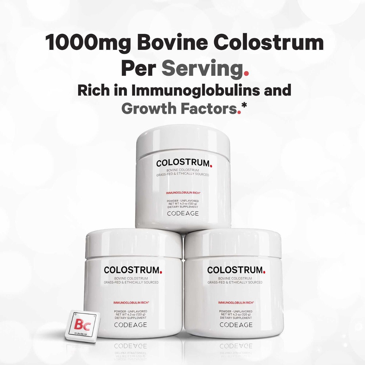 Colostru bovin cu imunoglobuline pentru imunitate si digestie fara aroma CodeAge, 120 g, GNC