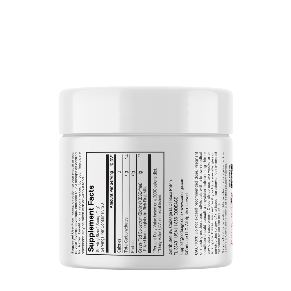 Colostru bovin cu imunoglobuline pentru imunitate si digestie fara aroma CodeAge, 120 g, GNC